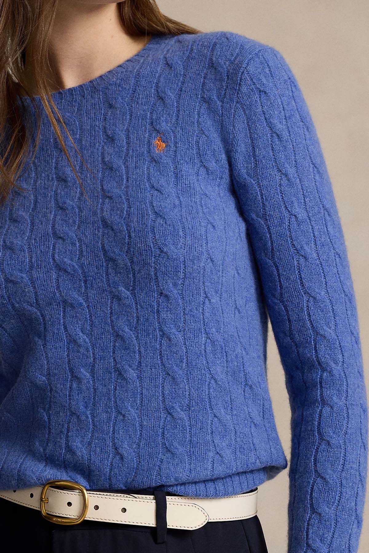 Polo Ralph Lauren Kaşmirli Slim Fit Yuvarlak Yaka Saç Örgü Yün Triko-Triko-Libas