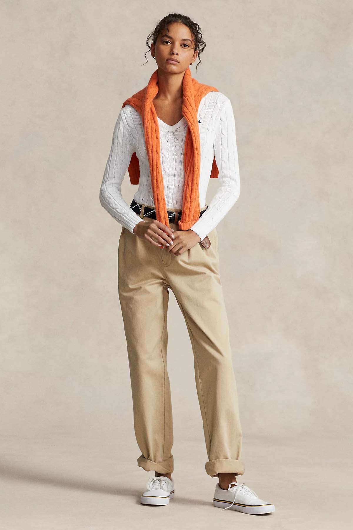 Polo Ralph Lauren Pima Cotton Slim Fit V Yaka Saç Örgü Triko