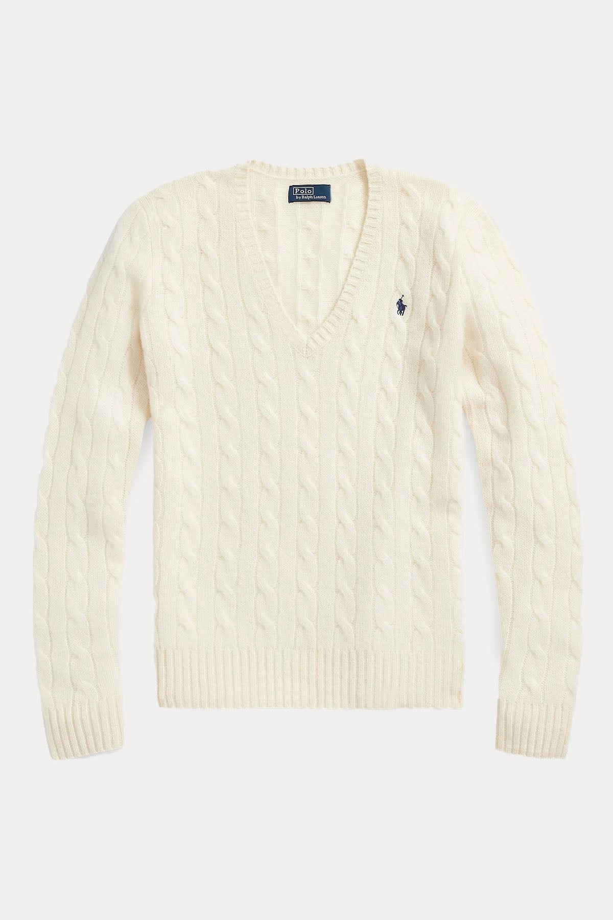 Polo Ralph Lauren Kaşmir Slim Fit V Yaka Saç Örgü Yün Triko