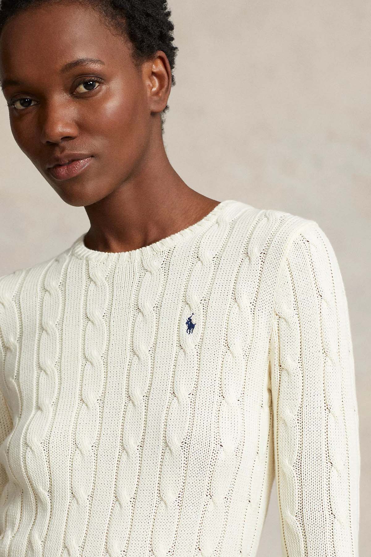 Polo Ralph Lauren Pima Cotton Slim Fit Yuvarlak Yaka Saç Örgü Triko