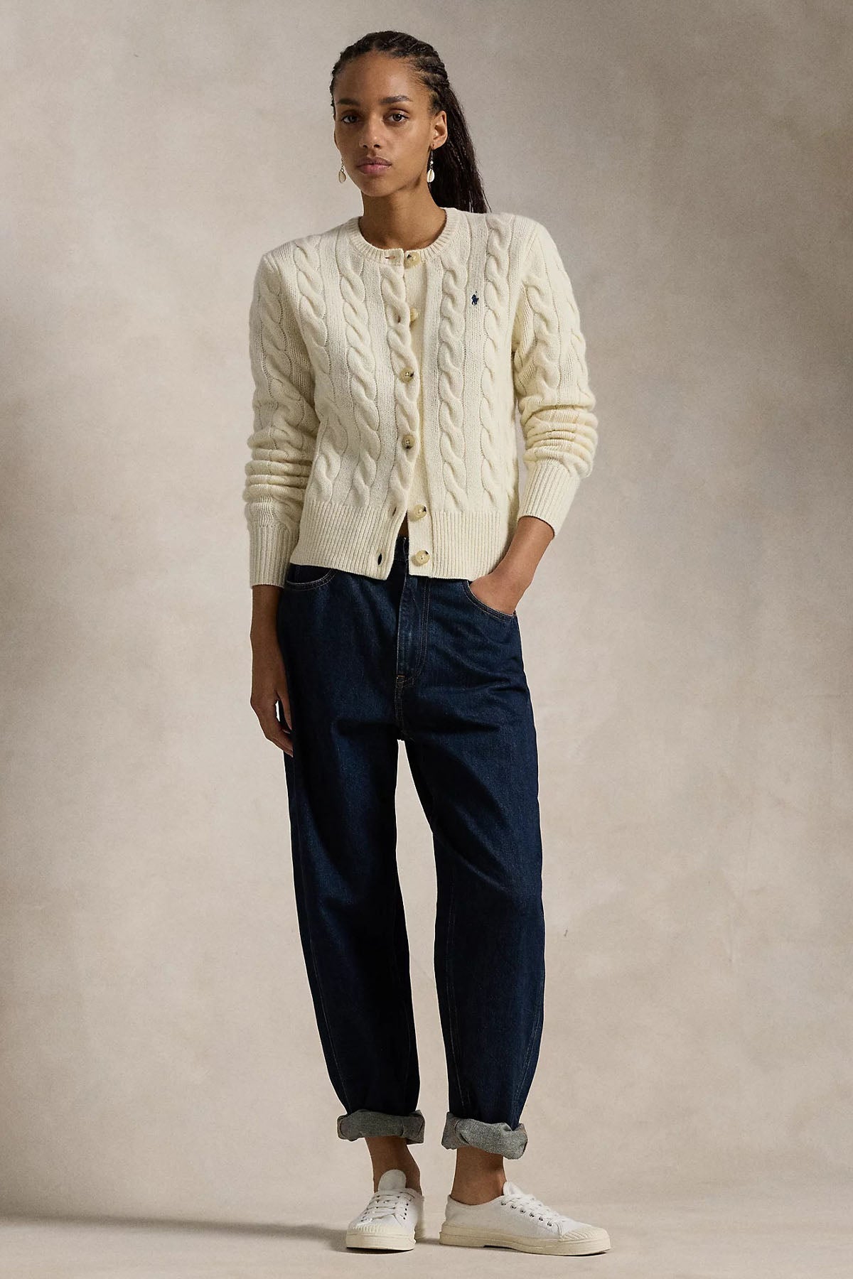 Polo Ralph Lauren Slim Fit Kaşmir Saç Örgü Yün Triko Ceket-Ceket-Libas