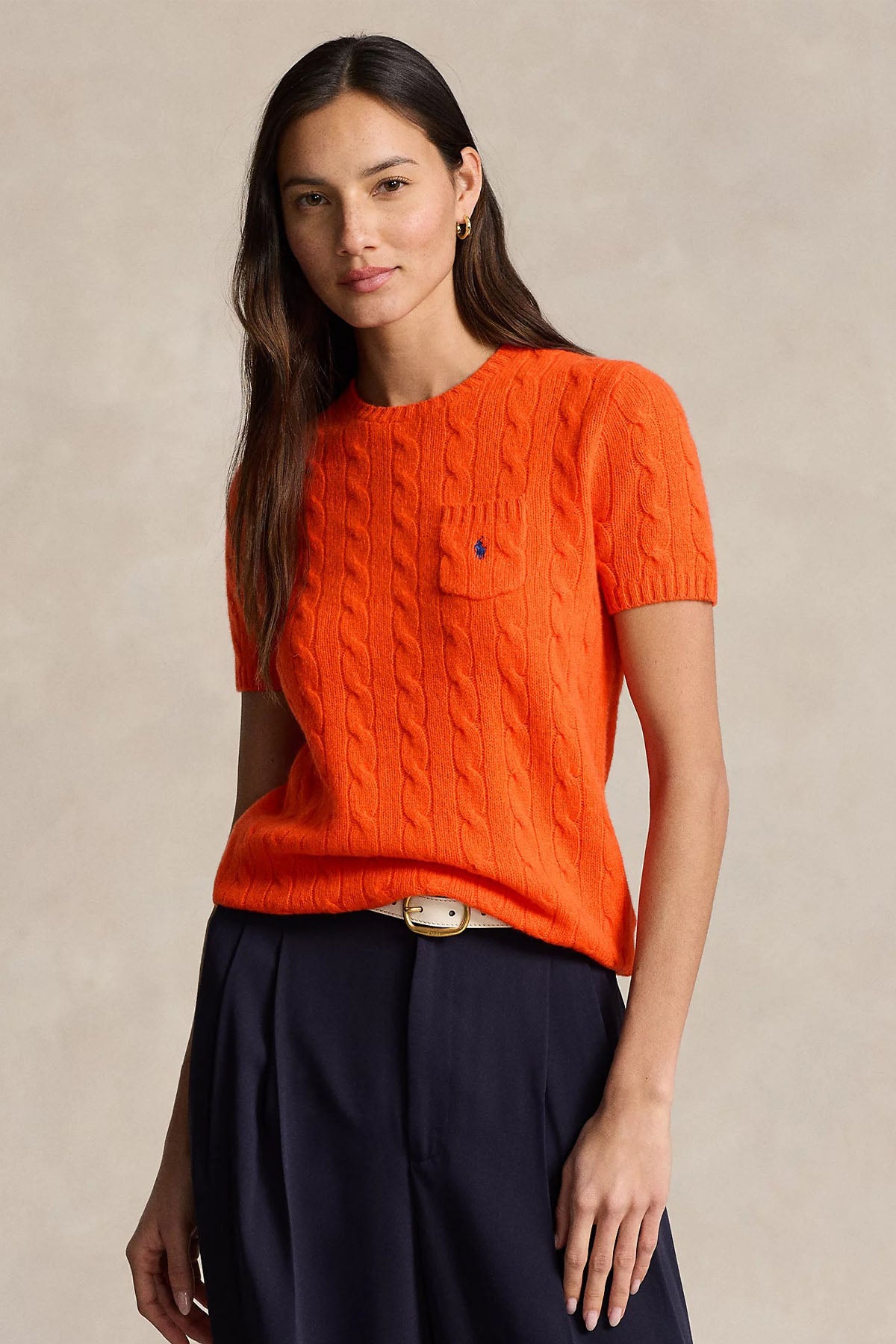 Polo Ralph Lauren Yuvarlak Yaka Kaşmir Saç Örgü Yün Triko 211910423005