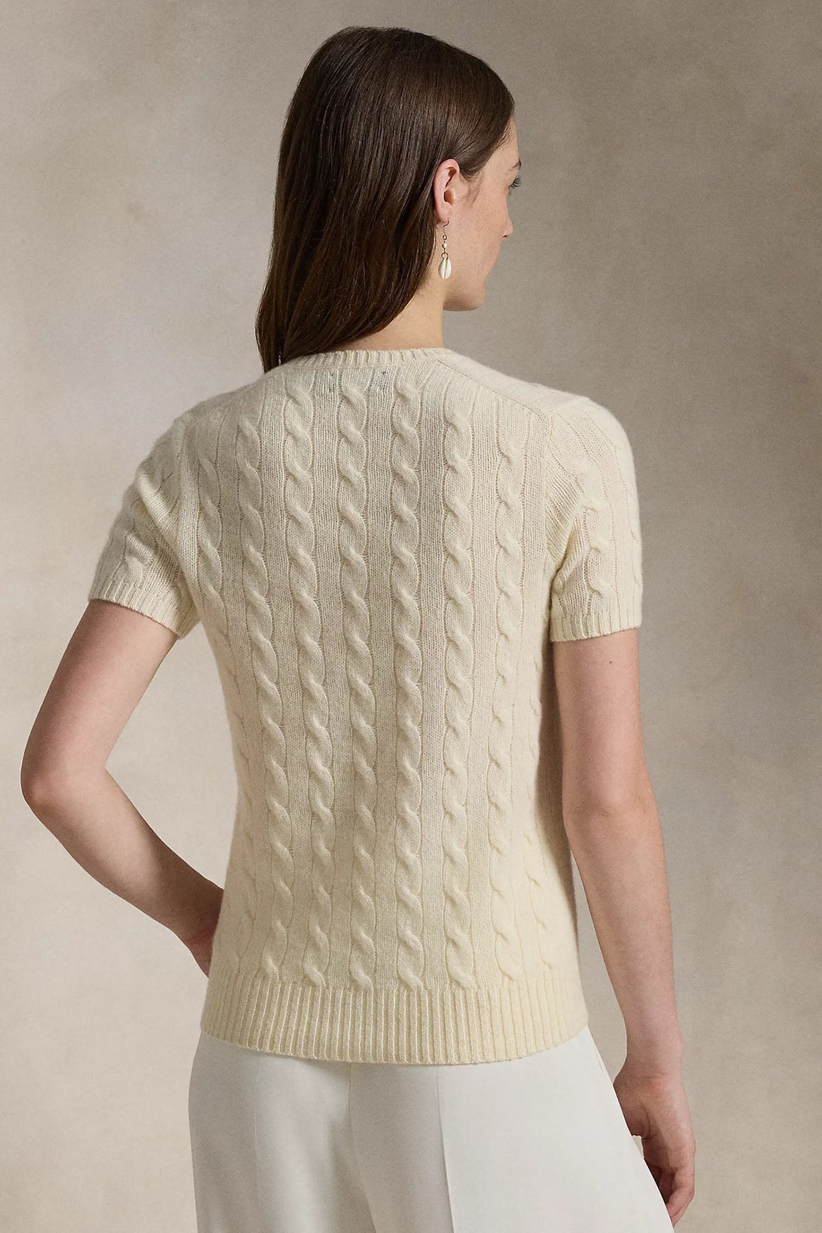 Polo Ralph Lauren Yuvarlak Yaka Kaşmir Saç Örgü Yün Triko