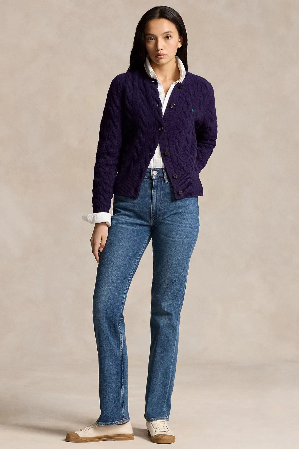 Polo Ralph Lauren Slim Fit Kaşmir Saç Örgü Yün Triko Ceket-Ceket-Libas