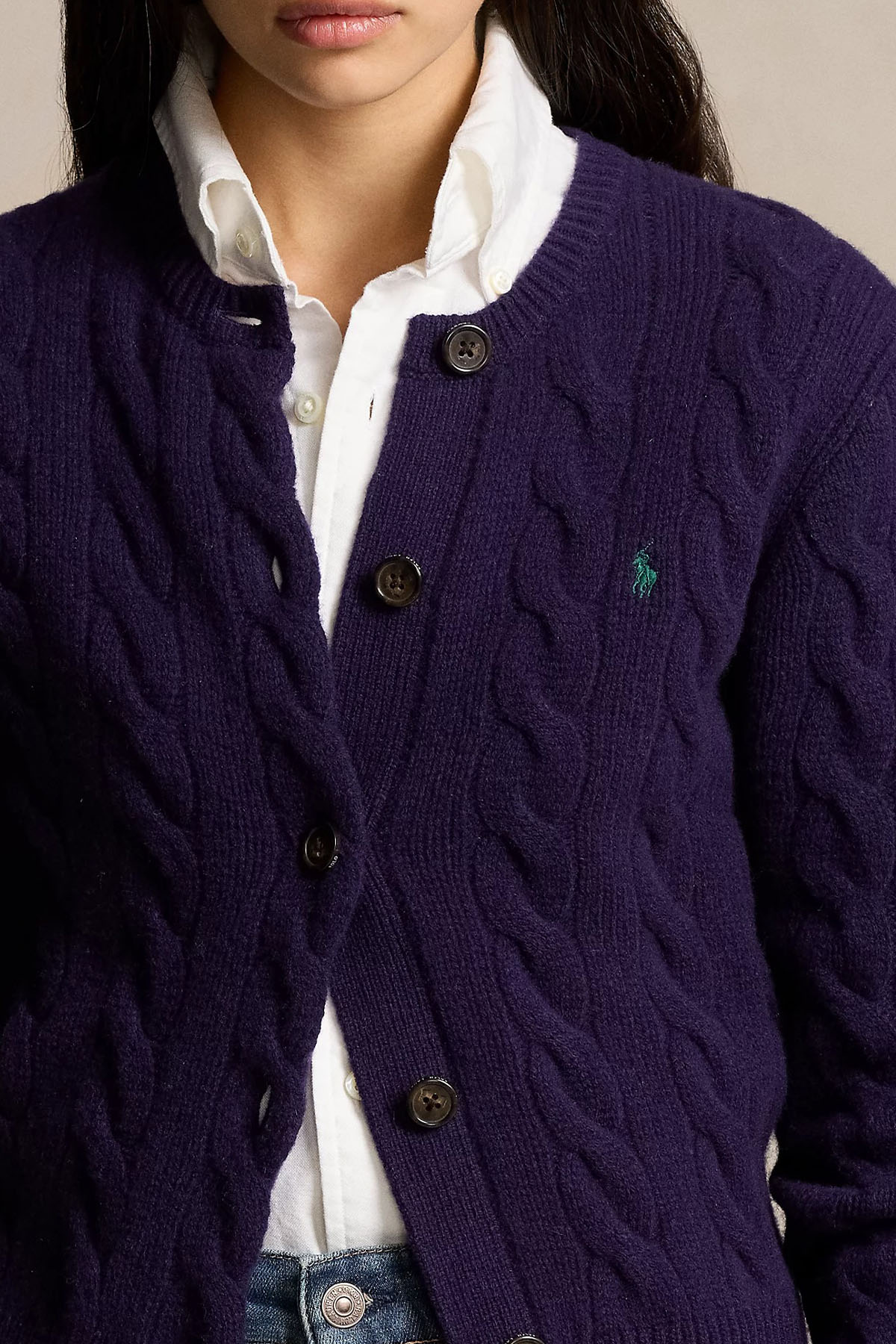 Polo Ralph Lauren Slim Fit Kaşmir Saç Örgü Yün Triko Ceket-Ceket-Libas