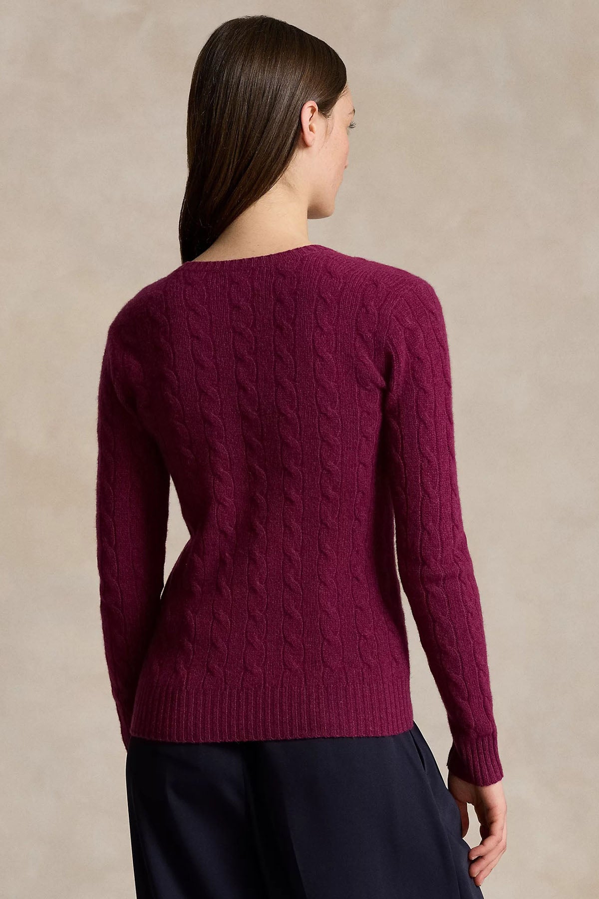 Polo Ralph Lauren Kaşmir Slim Fit V Yaka Saç Örgü Yün Triko