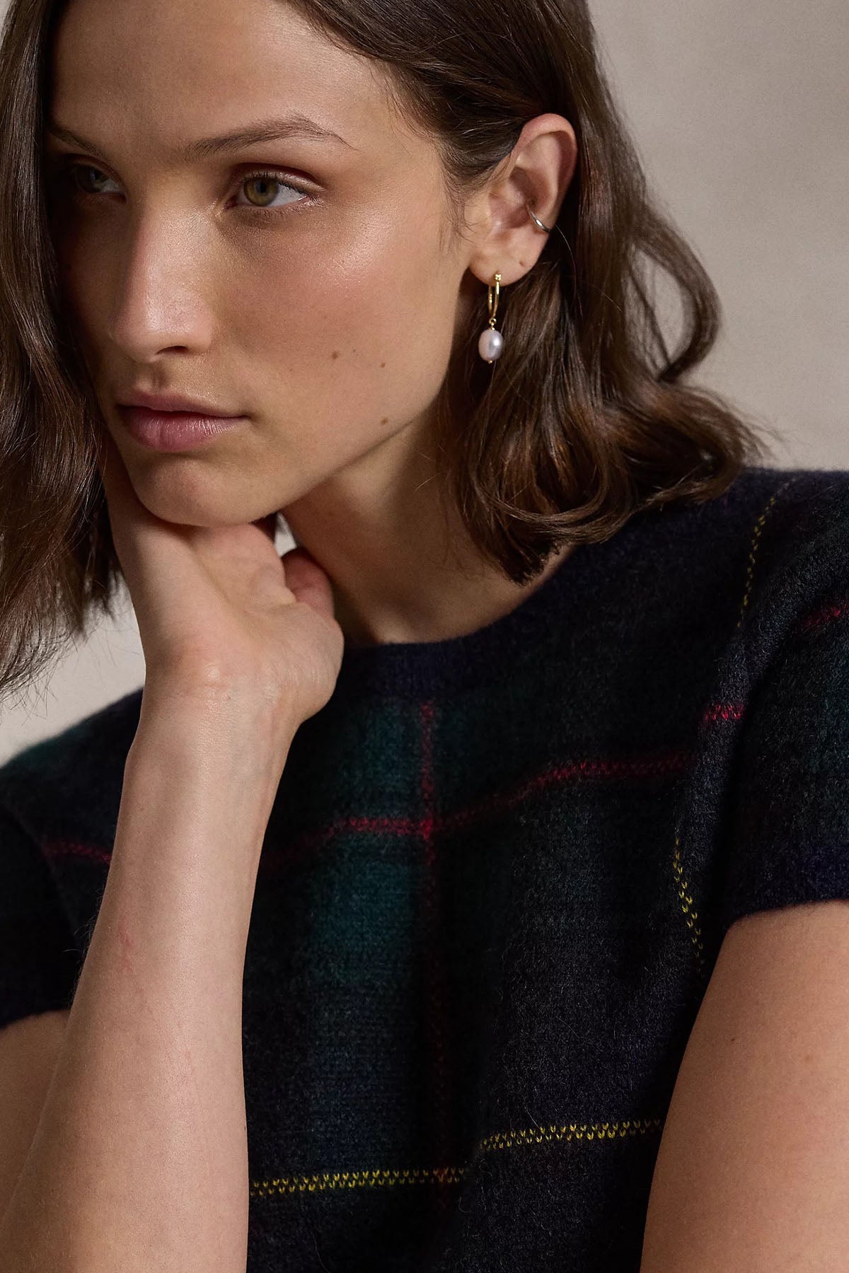 Polo Ralph Lauren Straight Fit Ekose Desenli Yün Triko