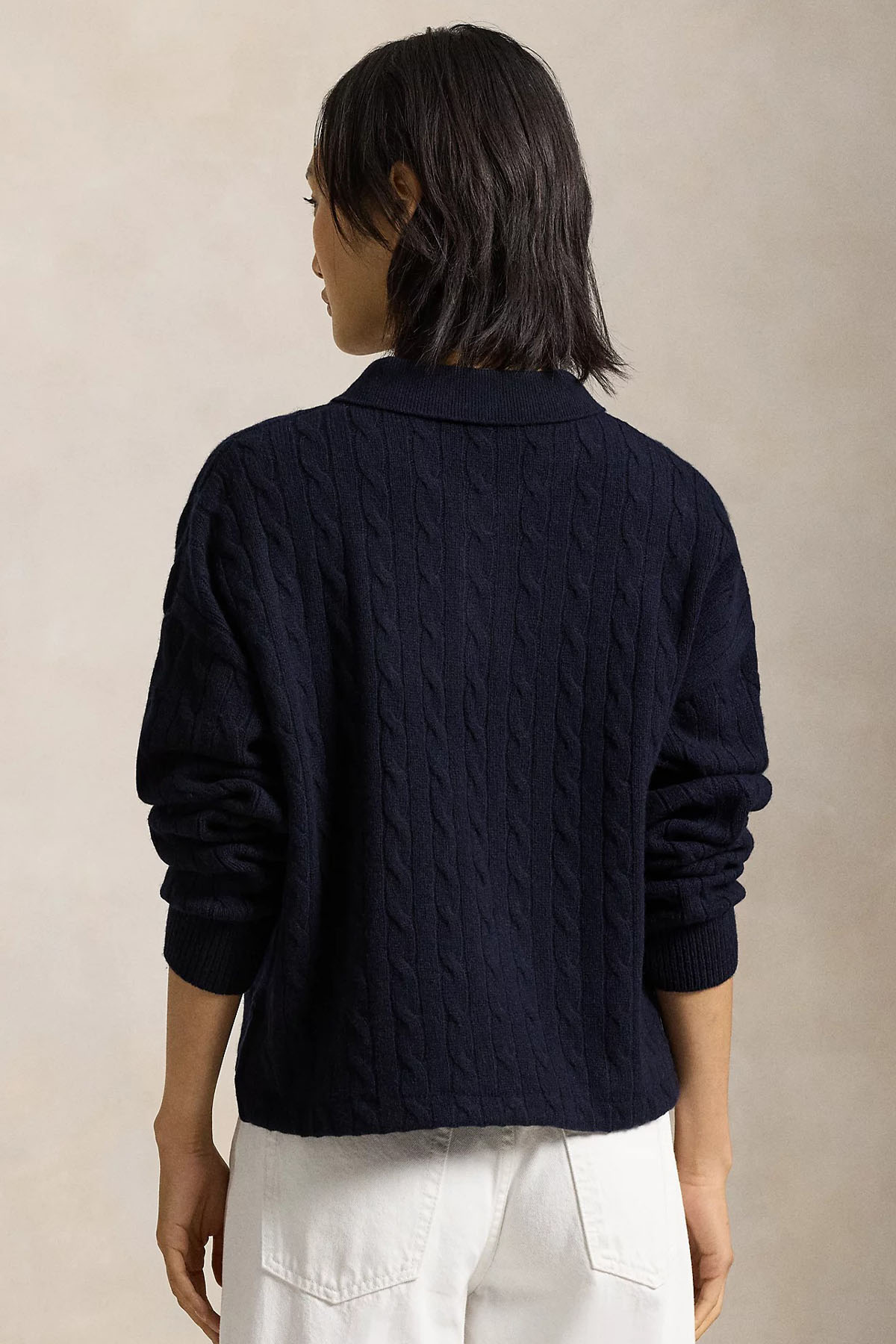 Polo Ralph Lauren Boxy Fit Polo Yaka Kaşmir Saç Örgü Yün Triko-Triko-Libas