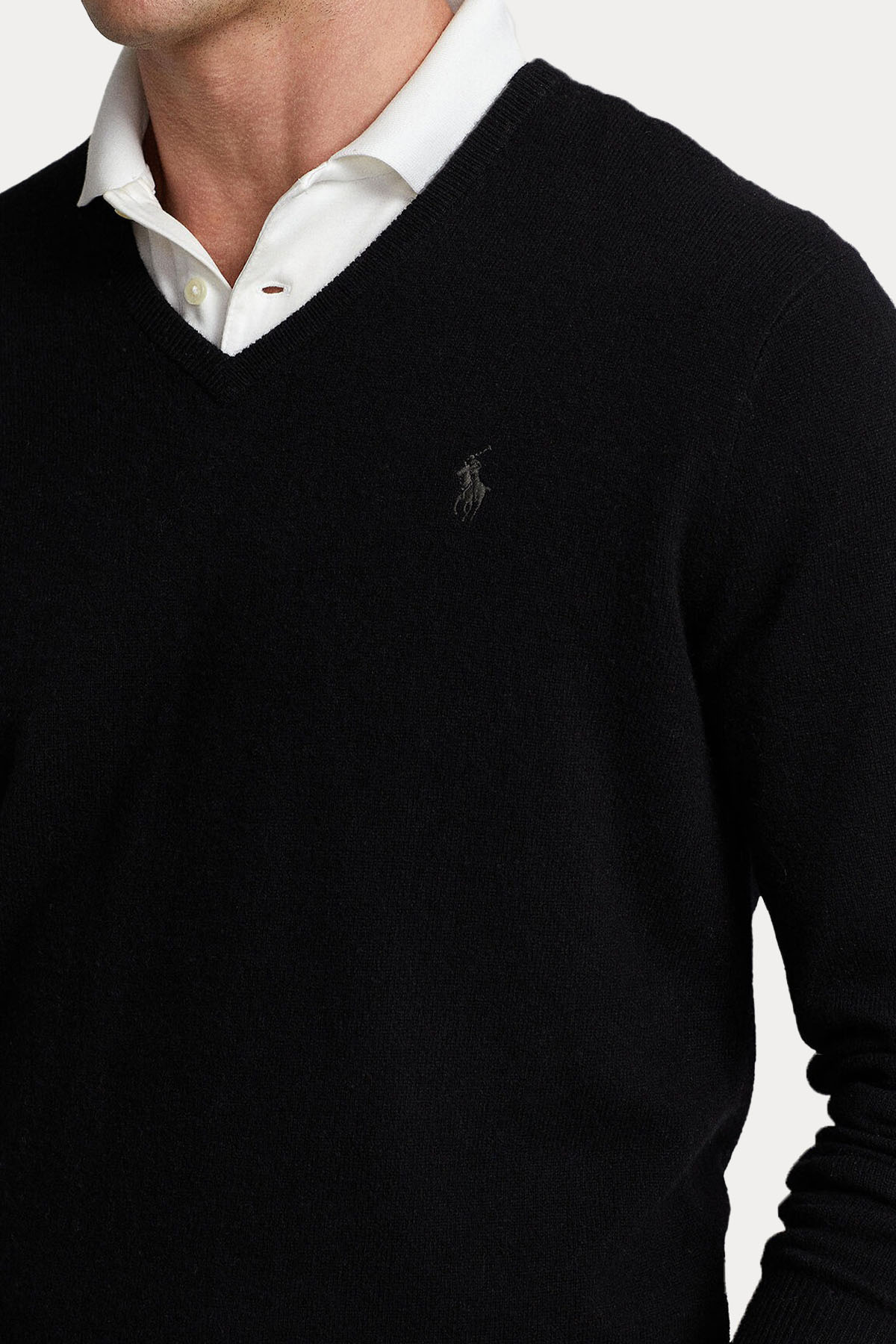 Polo Ralph Lauren V Yaka İnce Örgü Yün Triko-Triko-Libas