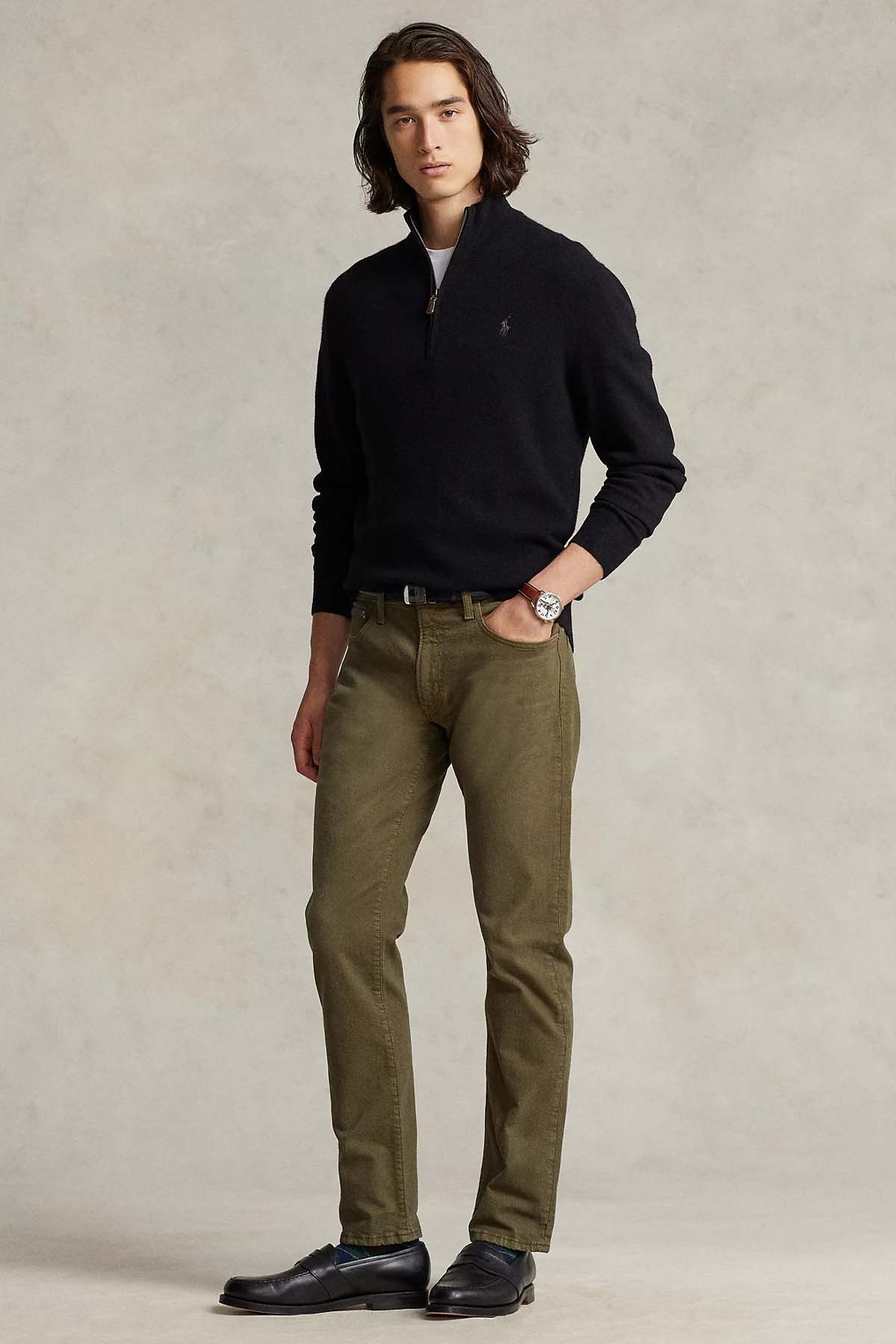 Polo Ralph Lauren Dik Yaka Yarım Fermuarlı Örgü Yün Triko