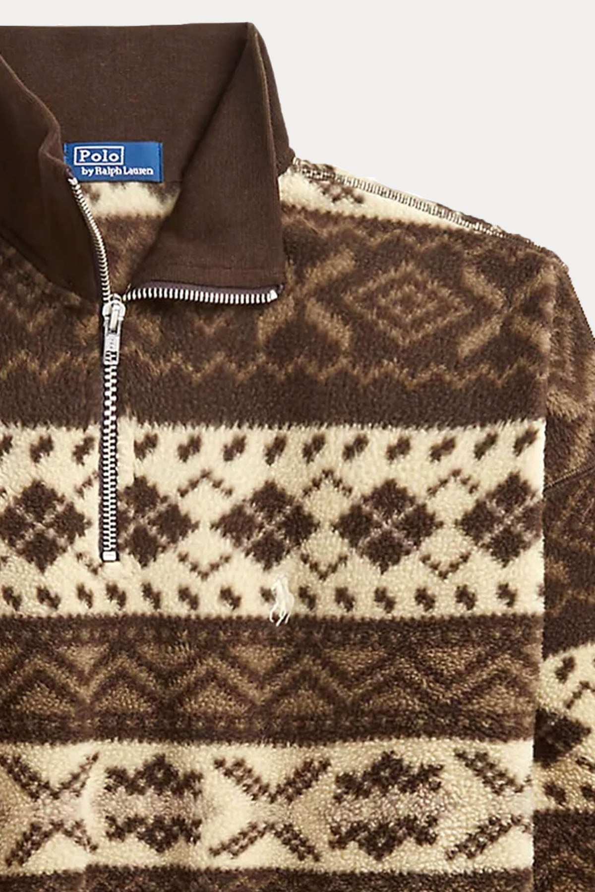 Polo Ralph Lauren Dik Yaka Yarım Fermuarlı Fire Isle Desenli Polar Sweatshirt