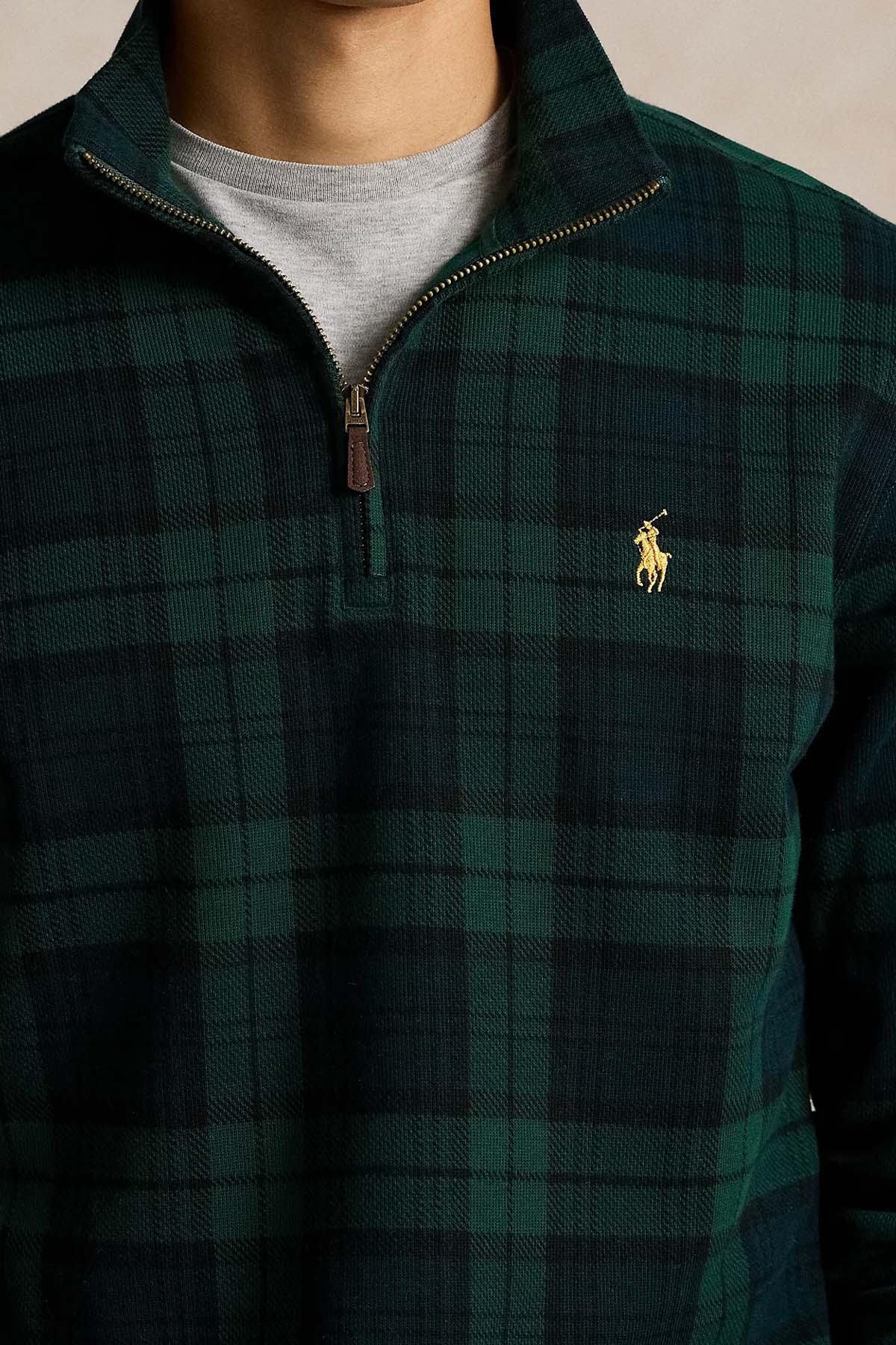 Polo Ralph Lauren Estate Rib Ekoseli Yarım Fermuarlı Sweatshirt
