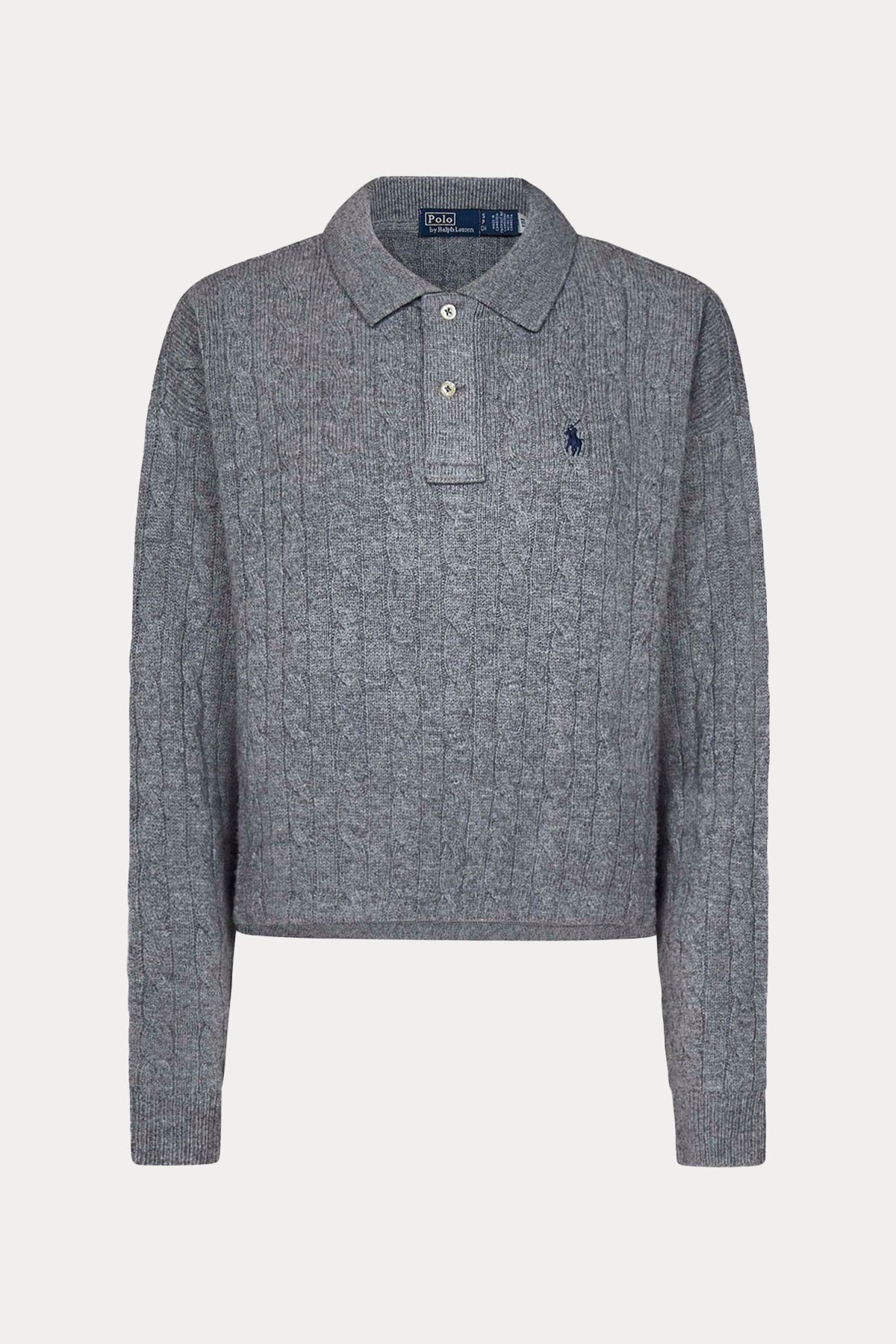 Polo Ralph Lauren Boxy Fit Polo Yaka Kaşmir Saç Örgü Yün Triko