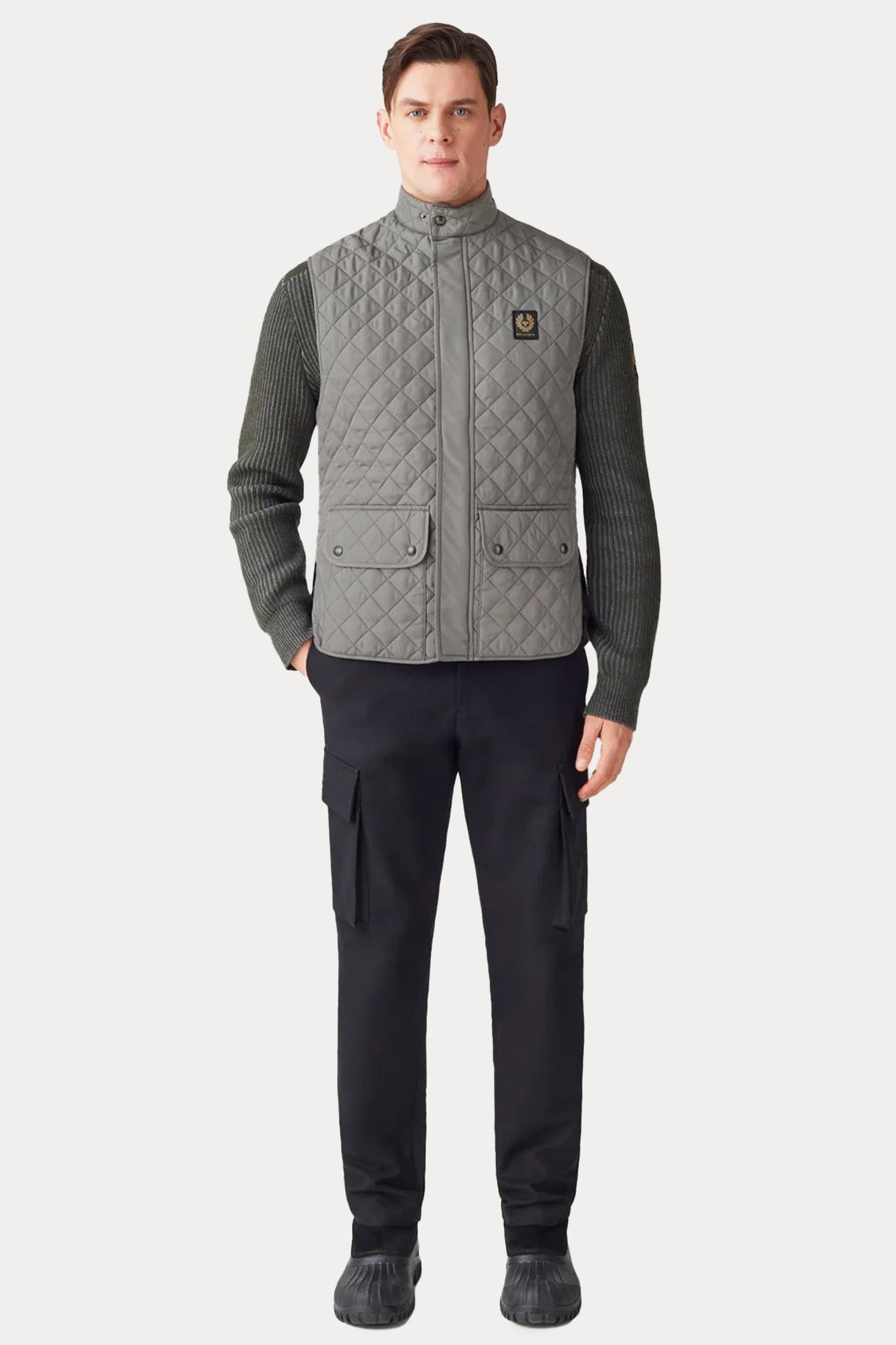 Belstaff Icon Gilet Dik Yaka Kapitone Puffer Yelek-Yelek-Libas
