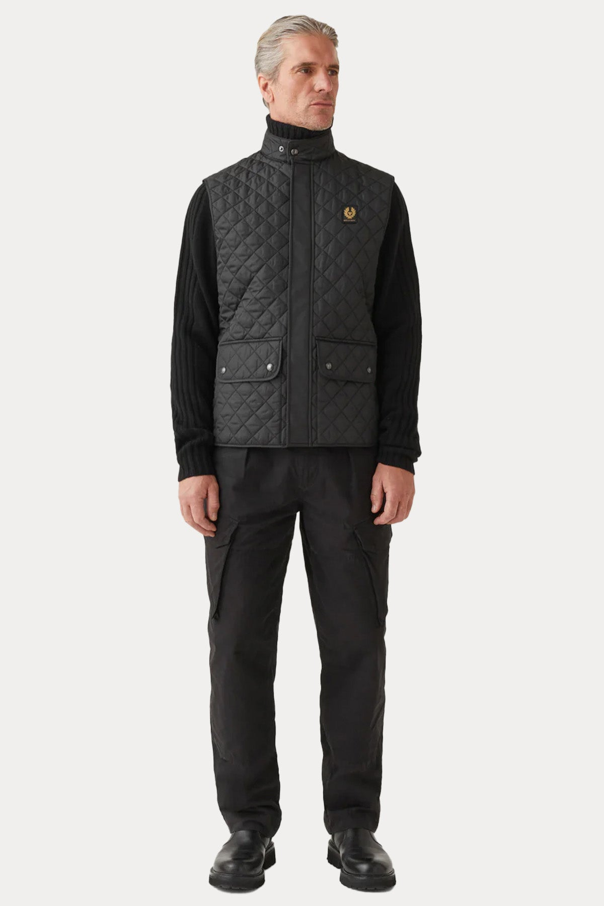 Belstaff Icon Gilet Dik Yaka Kapitone Puffer Yelek-Yelek-Libas