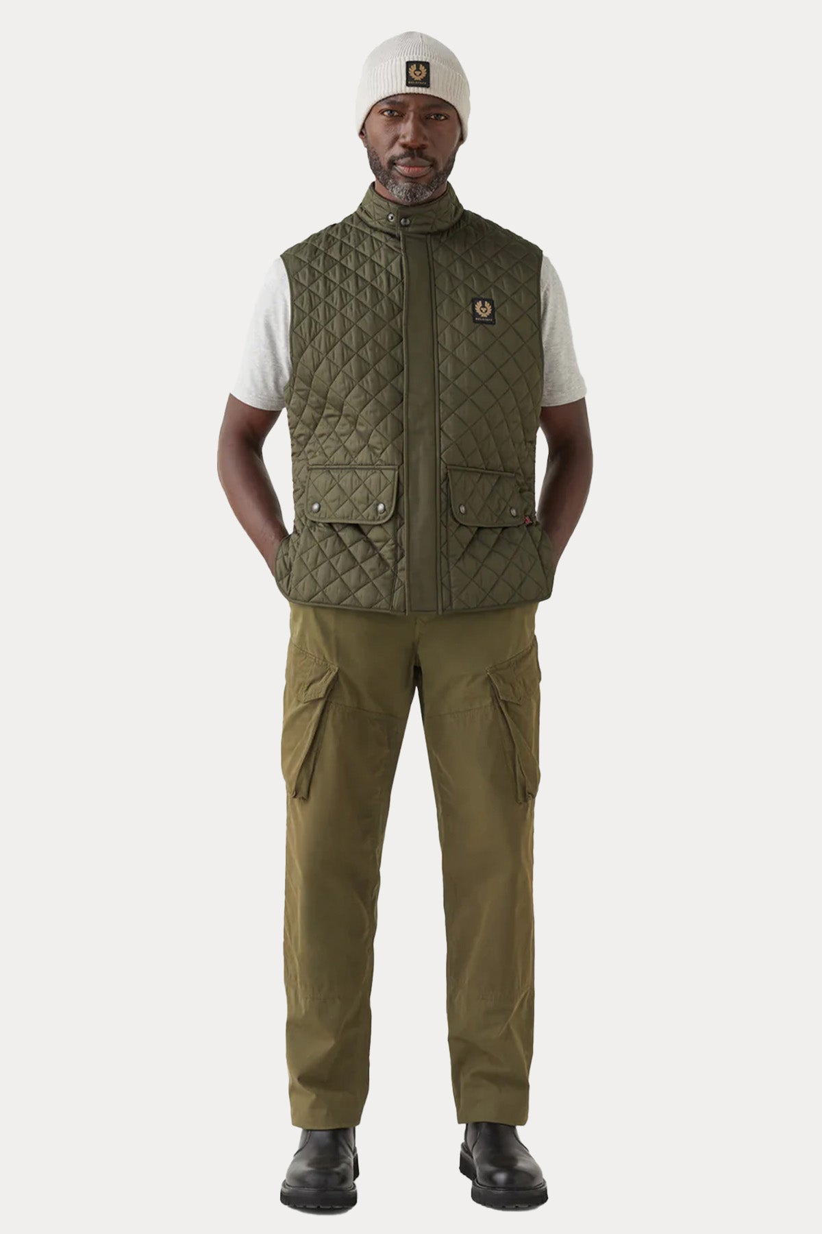 Belstaff Icon Gilet Dik Yaka Kapitone Puffer Yelek-Yelek-Libas
