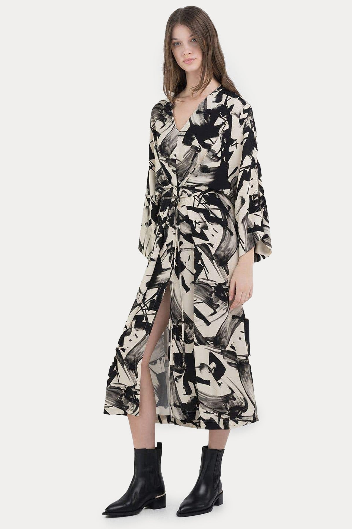 Replay Desenli Midi Elbise