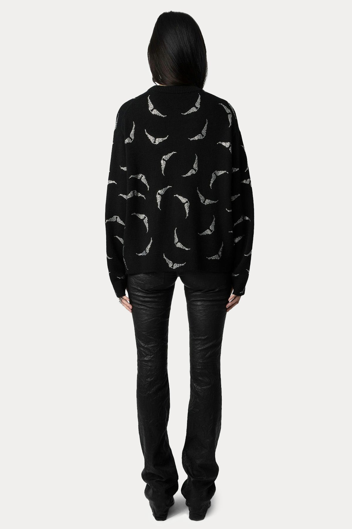 Zadig & Voltaire Loose Fit İkonik Kanat Logolu Kaşmir Triko