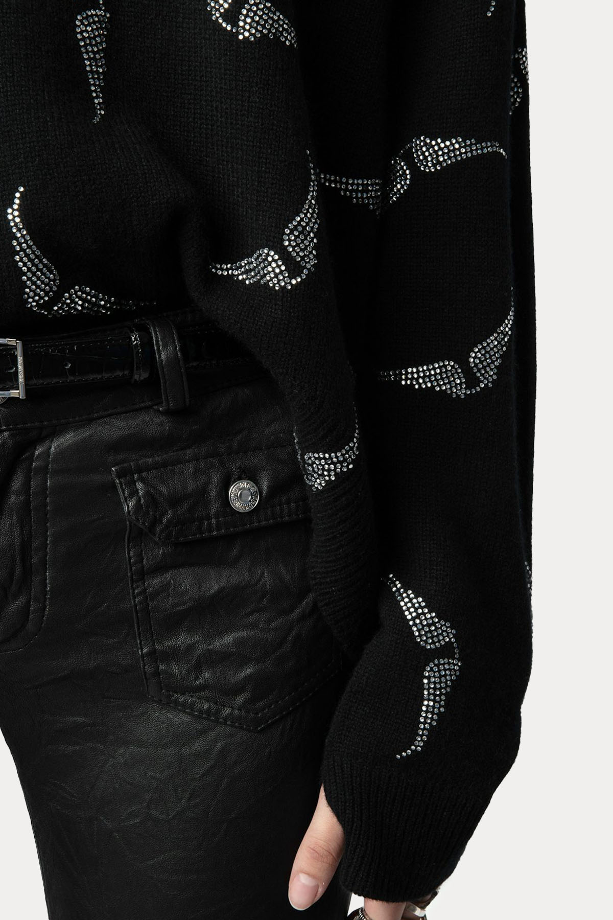 Zadig & Voltaire Loose Fit İkonik Kanat Logolu Kaşmir Triko