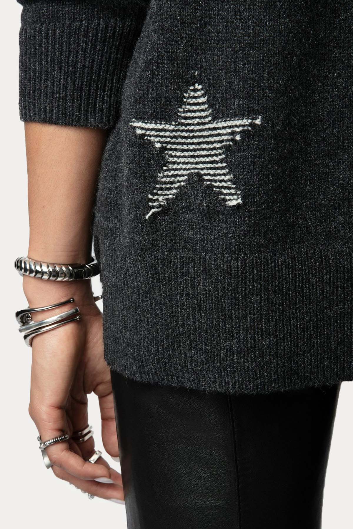 Zadig & Voltaire İkonik Yıldız Logolu Örgü Kaşmir Triko Ceket