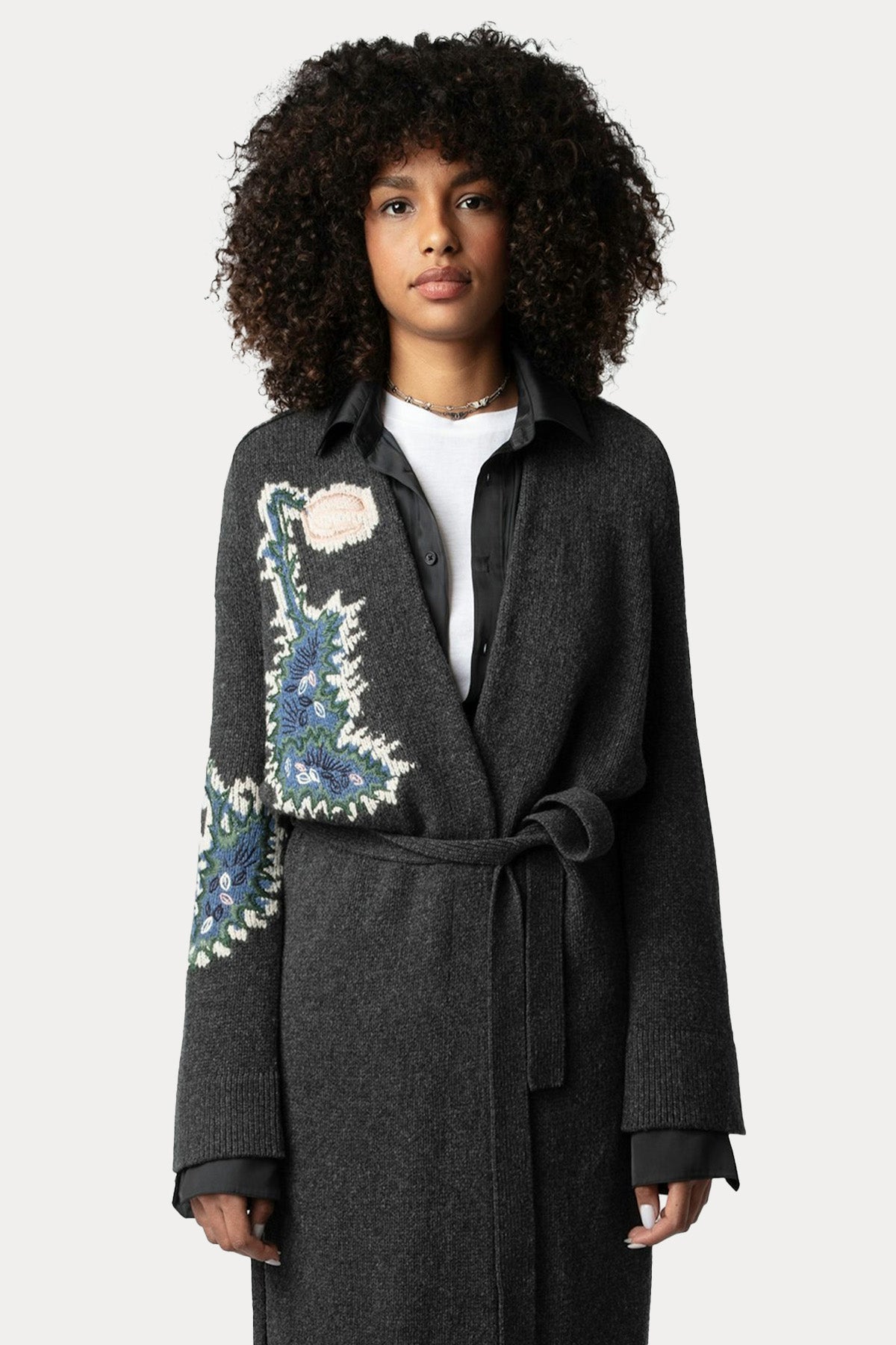 Zadig & Voltaire Logo Desenli Örgü Yün Triko Ceket