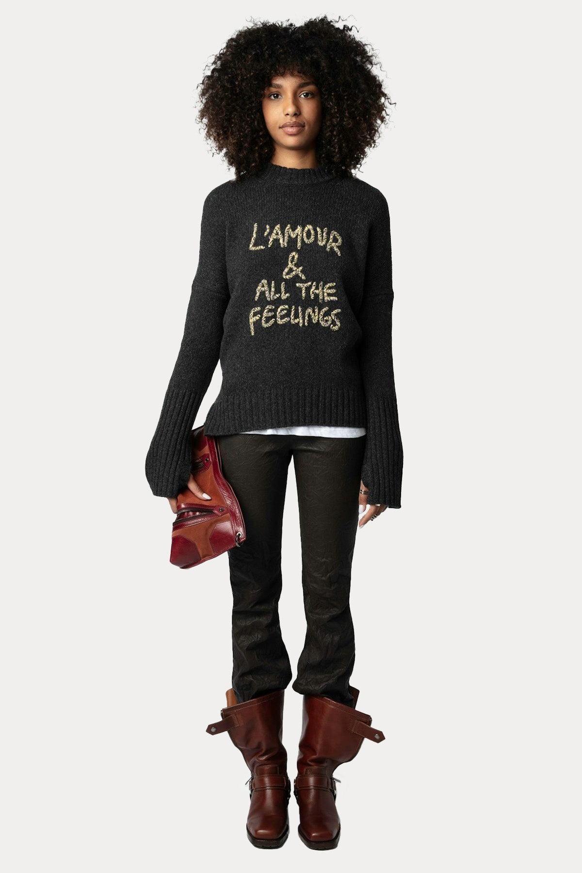 Zadig & Voltaire Loose Fit Logolu Örgü Yün Triko