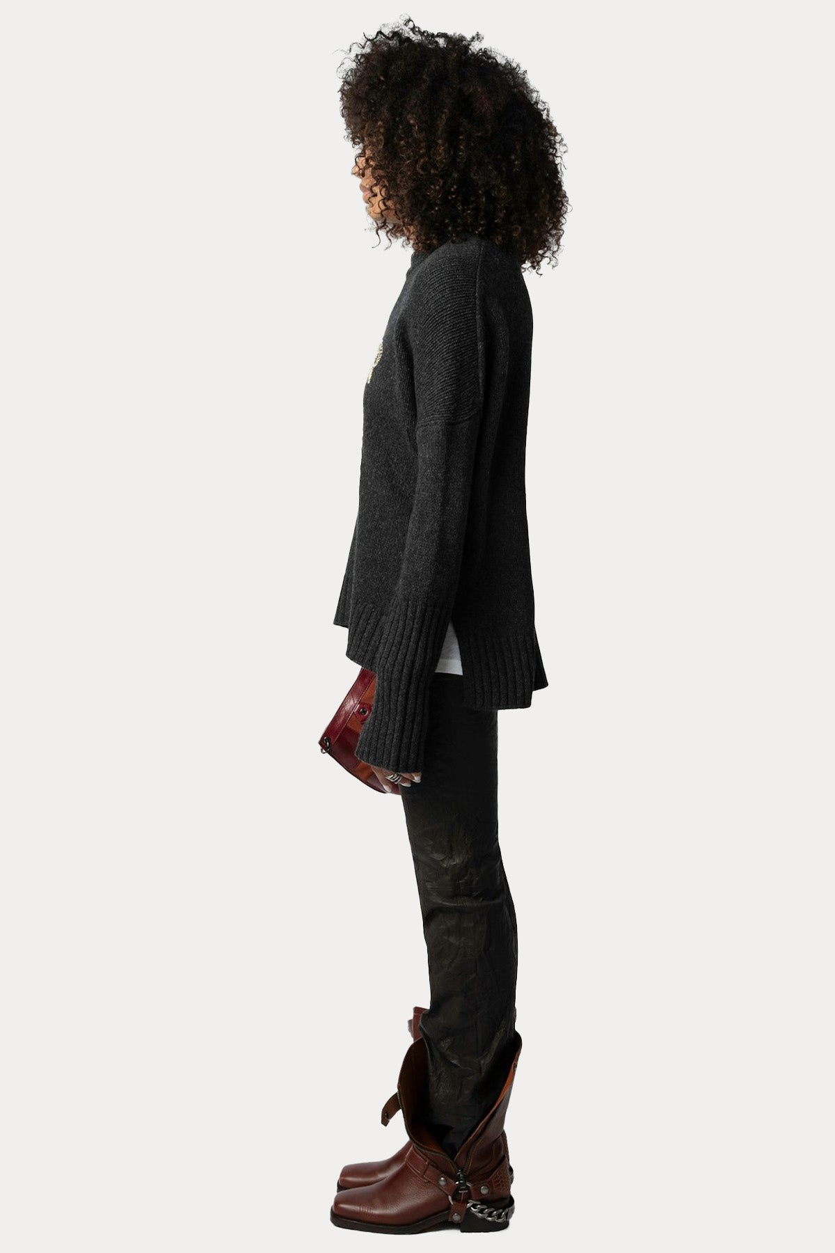 Zadig & Voltaire Loose Fit Logolu Örgü Yün Triko