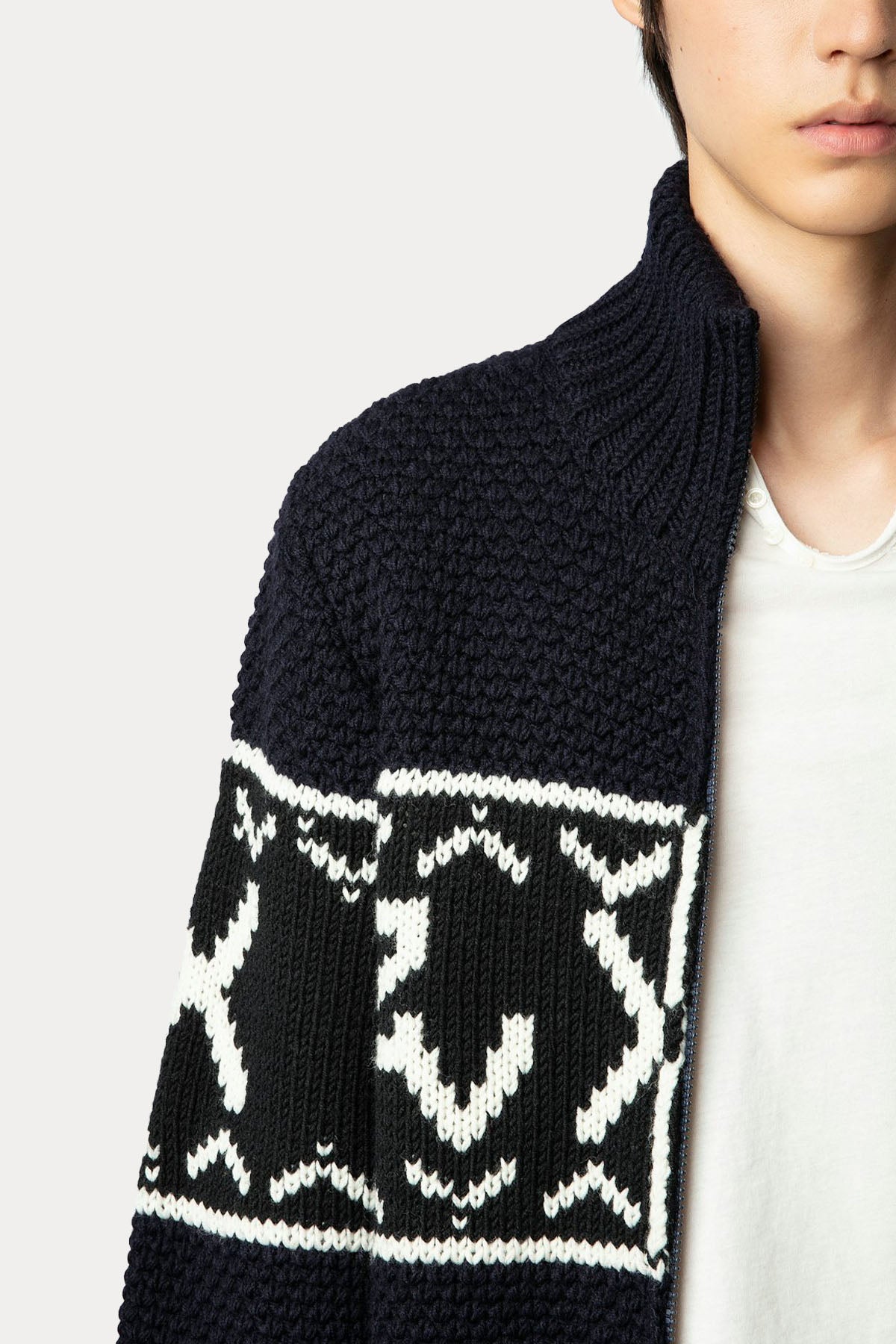 Yuyu.1783  Zadig & Voltaire Unisex Logolu Örgü Yün Ceket KMCA00225