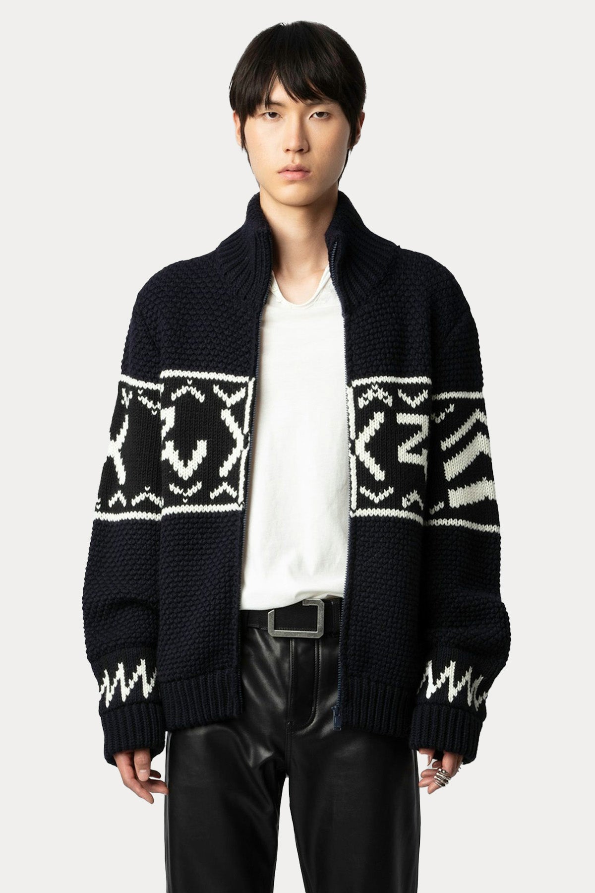 Zadig & Voltaire Unisex Logolu Örgü Yün Ceket KMCA00225