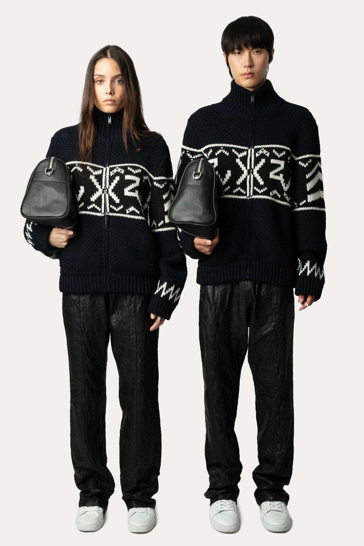 Zadig & Voltaire Unisex Logolu Örgü Yün Ceket KMCA00225