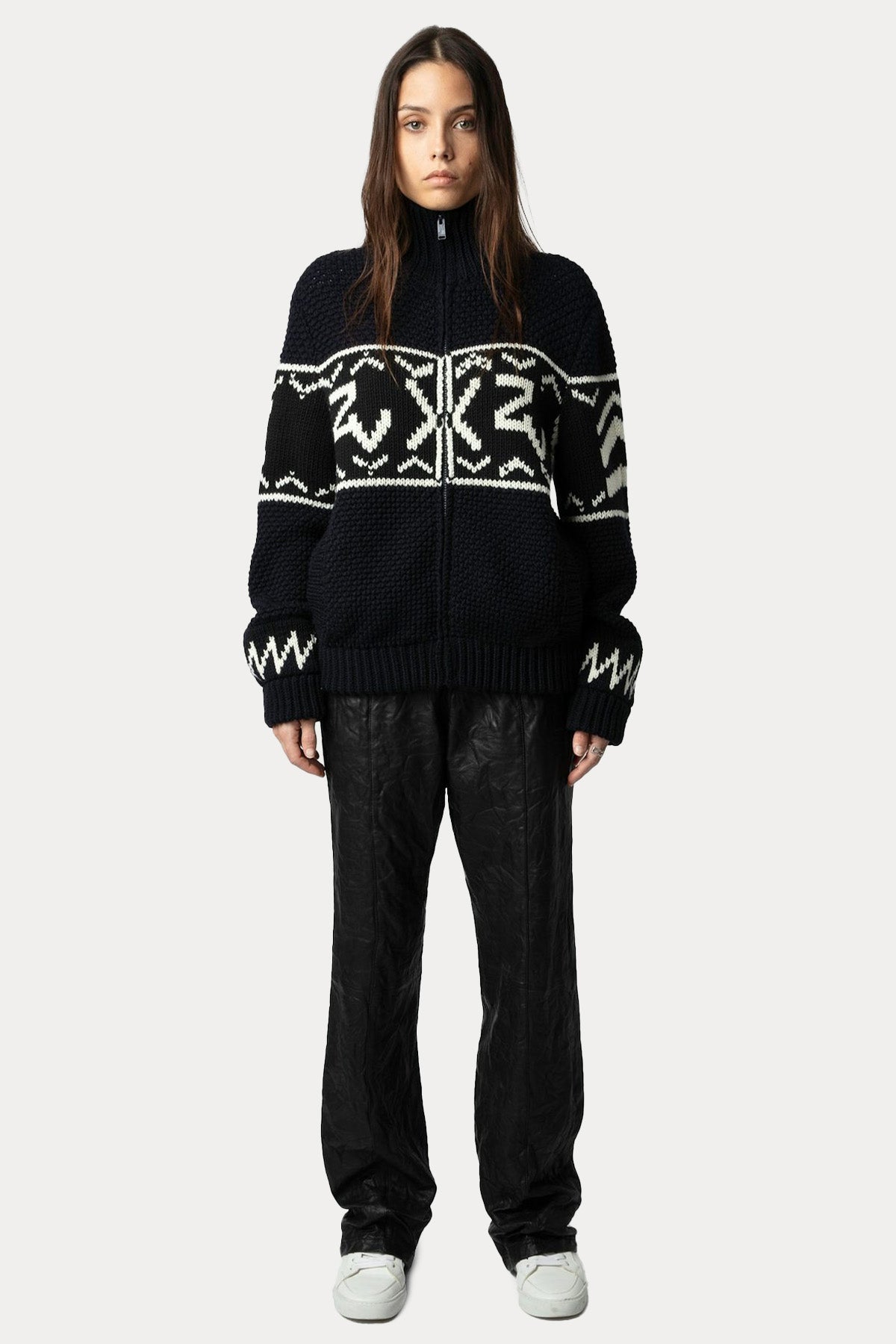 Zadig & Voltaire Unisex Logolu Örgü Yün Ceket KMCA00225