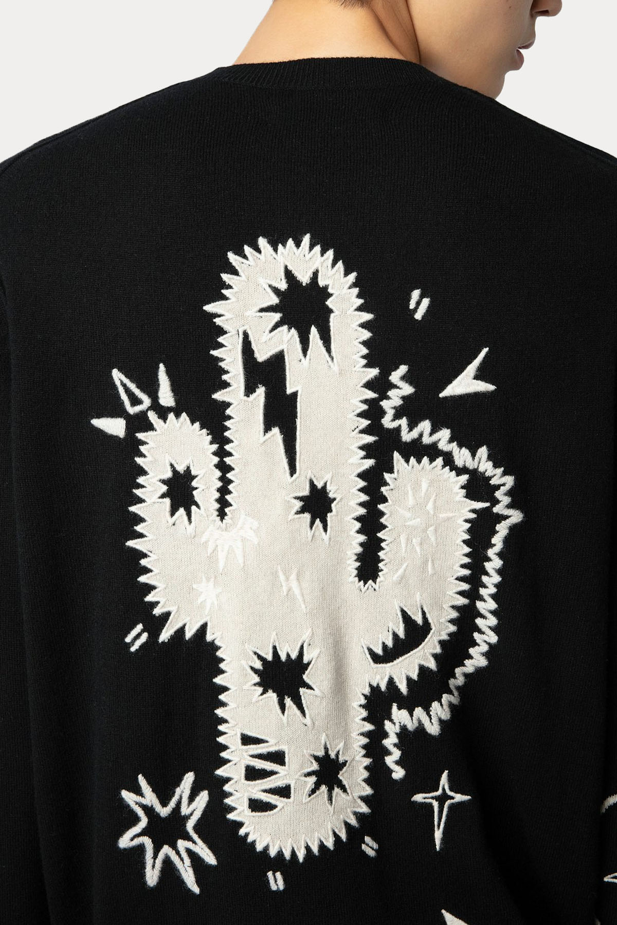 Zadig & Voltaire Sırtta Kaktüs Temalı Kaşmir Örgü Yün Triko