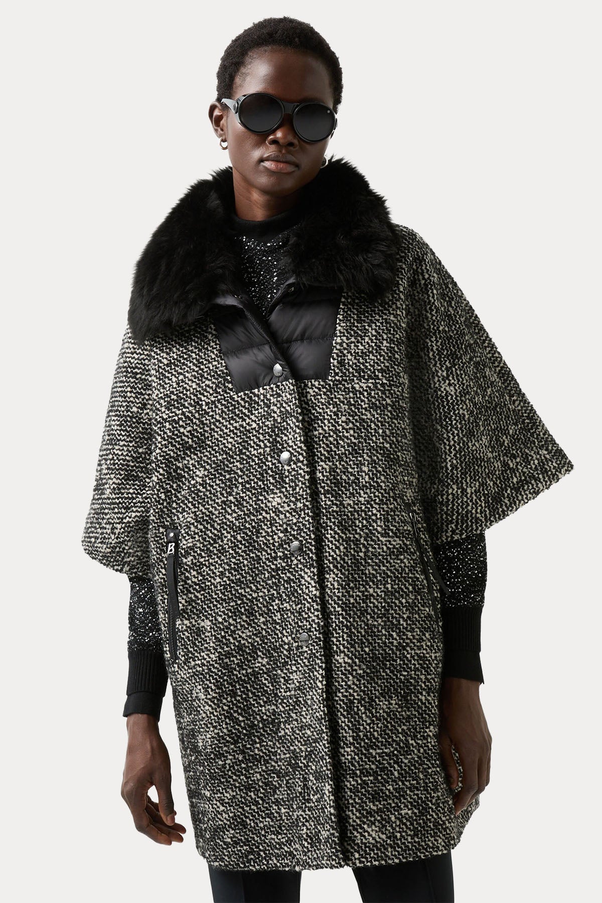 Bogner Gwen Kürklü Loose Fit Yün Kaban