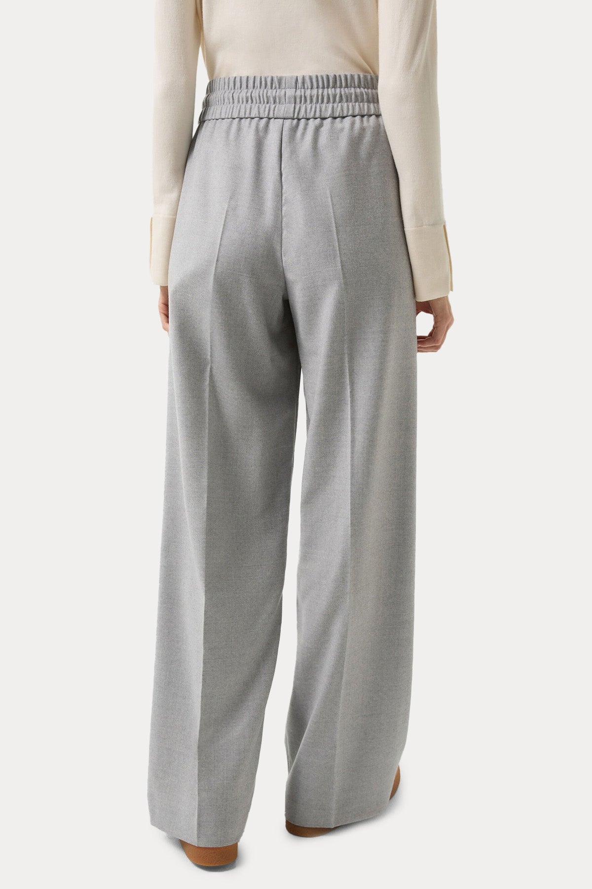 Bogner Ella Loose Fit Beli Lastikli Tek Pile Yün Pantolon-Pantolon-Libas