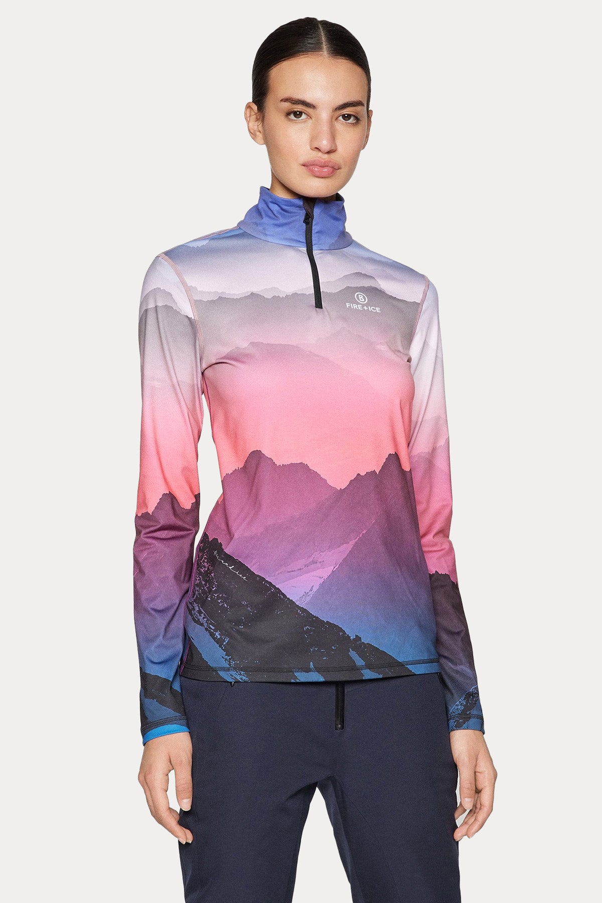 Bogner Ilvy Dik Yaka Yarım Fermuarlı Streç Termal İçlik