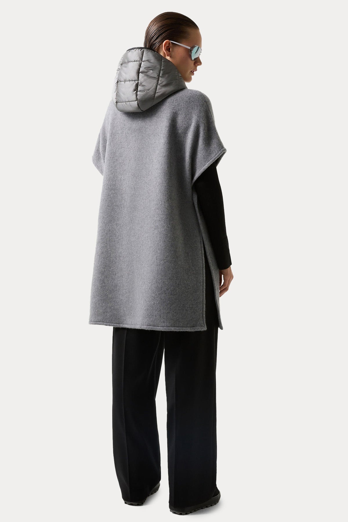Bogner Nilla Loose Fit Kapüşonlu Yün Panço-Panço-Libas