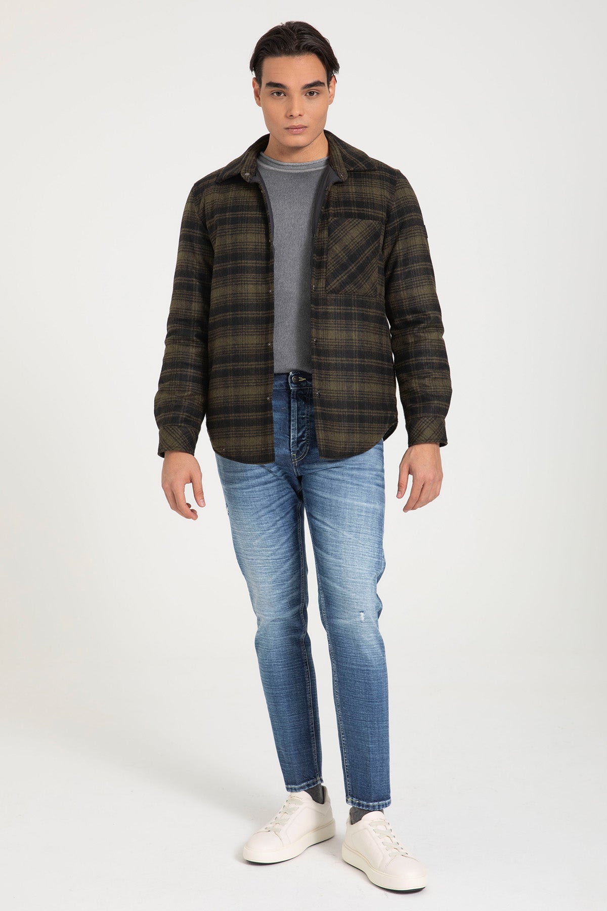 Bogner Olli Regular Fit Ekose Desenli Yün Gömlek Ceket-Ceket-Libas