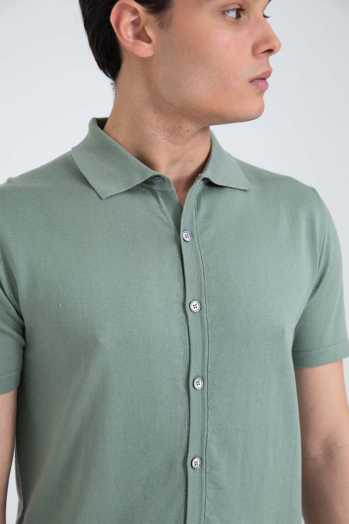 Manifattura Polo Yaka İnce Örgü Triko Gömlek