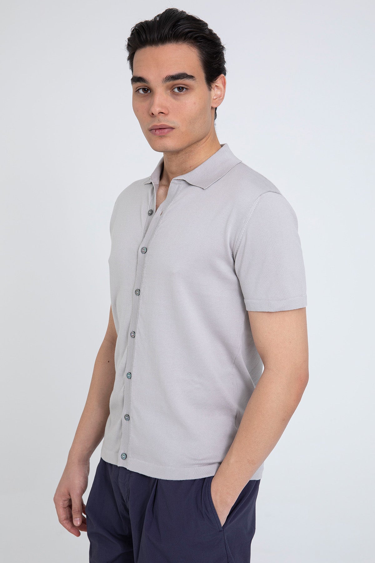 Manifattura Polo Yaka İnce Örgü Triko Gömlek