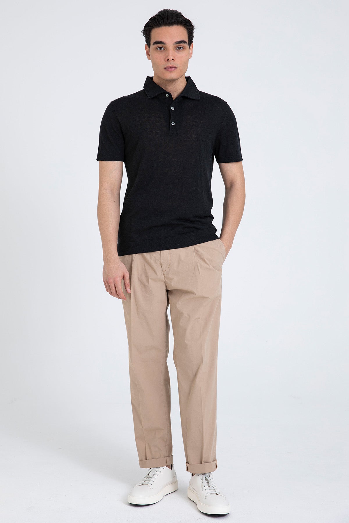 Manifattura Polo Yaka Ketenli İpek Triko