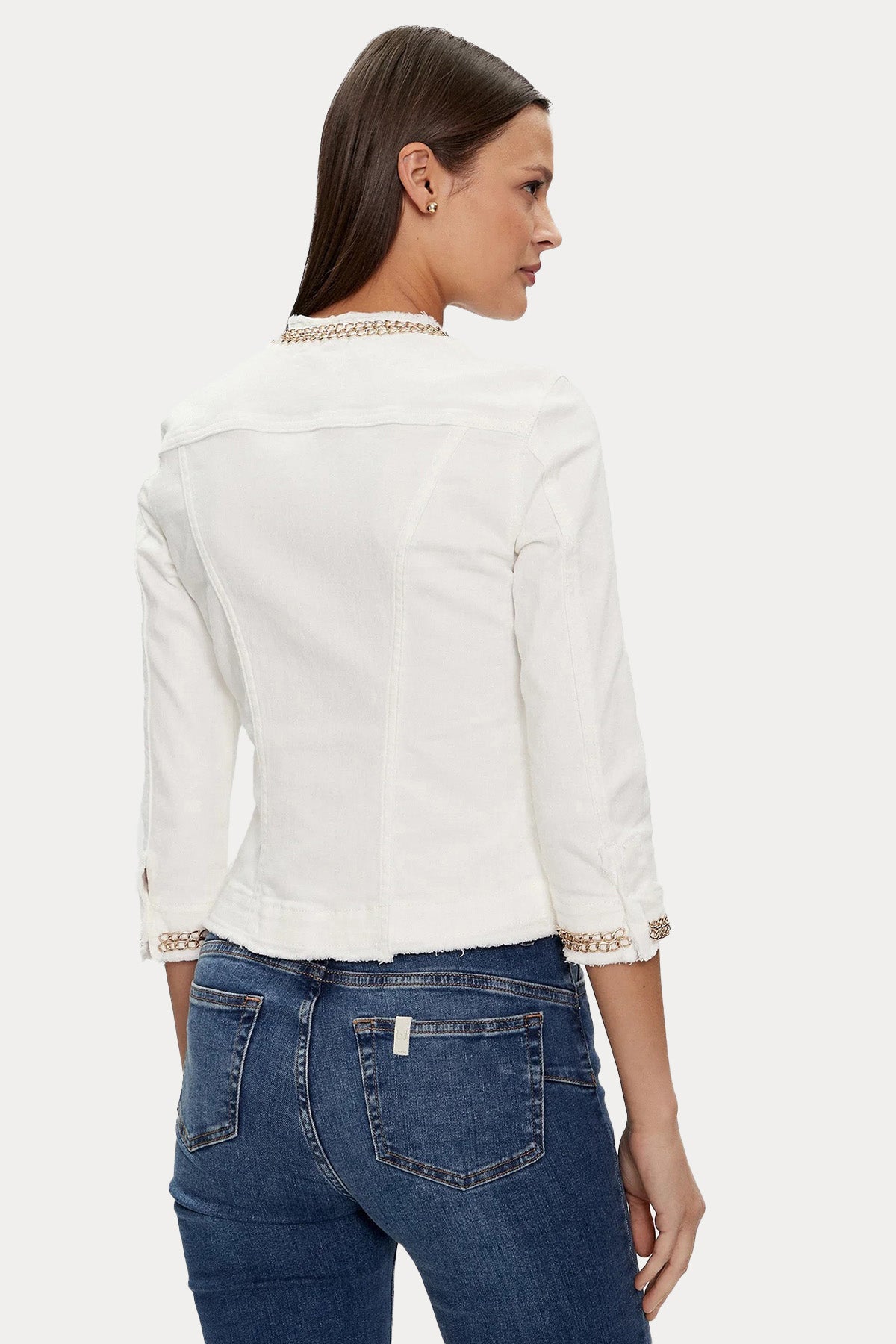 Liu Jo Yuvarlak Yaka Metal Aksesuarlı Denim Ceket