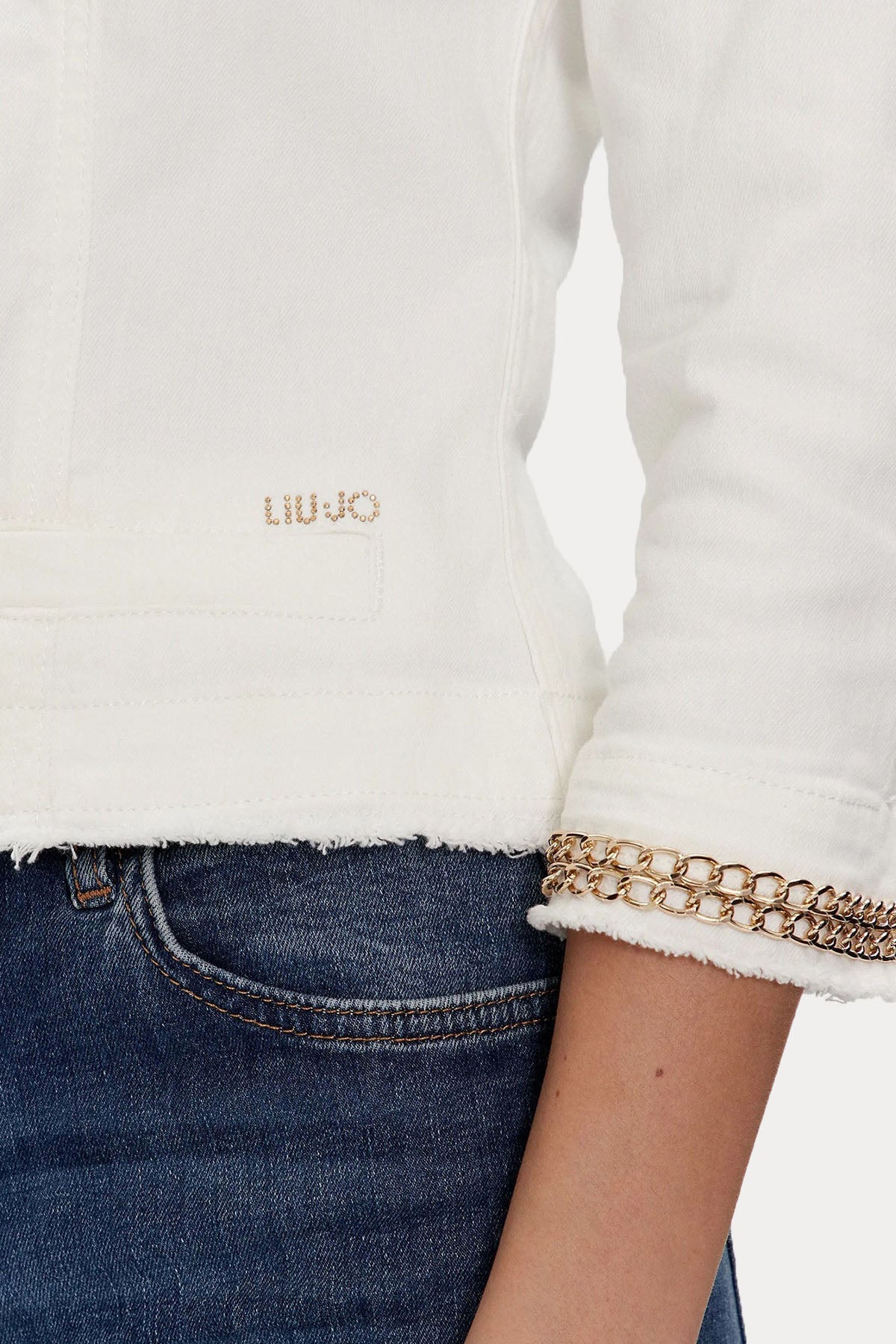 Liu Jo Yuvarlak Yaka Metal Aksesuarlı Denim Ceket