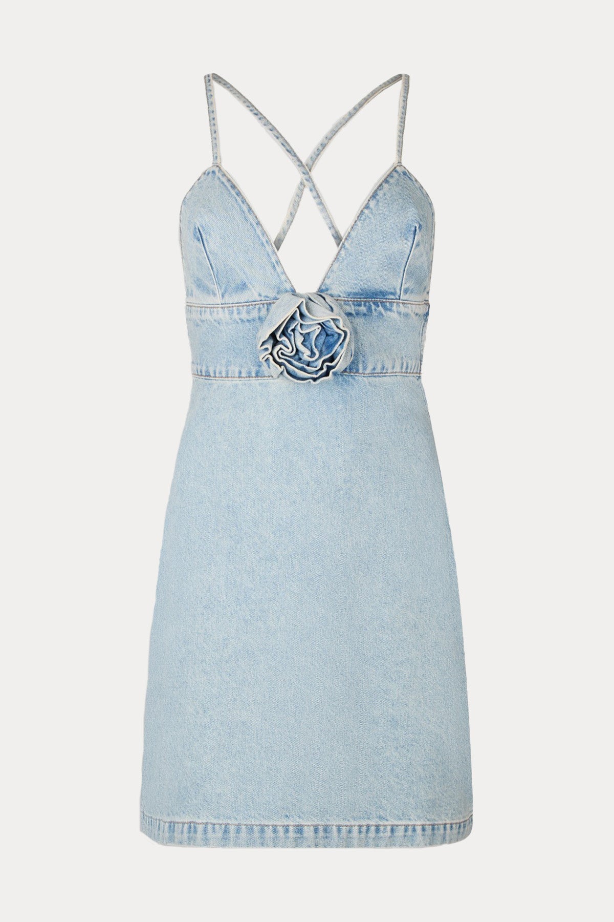 Liu Jo Çapraz Askılı Mini Denim Elbise-Elbise-Libas