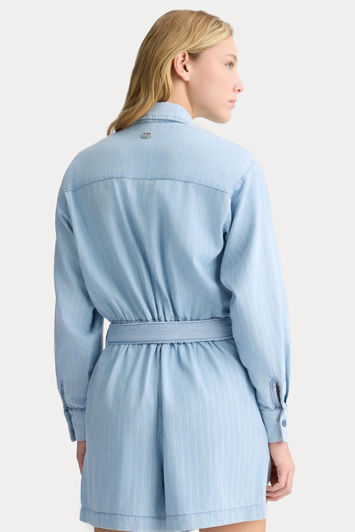 Liu Jo Çizgili Kemerli Denim Tulum