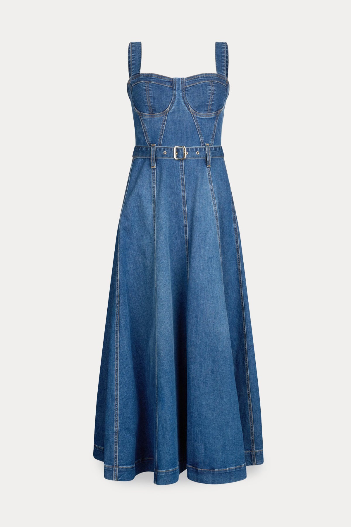 Liu Jo Kemerli Midi Denim Elbise-Elbise-Libas