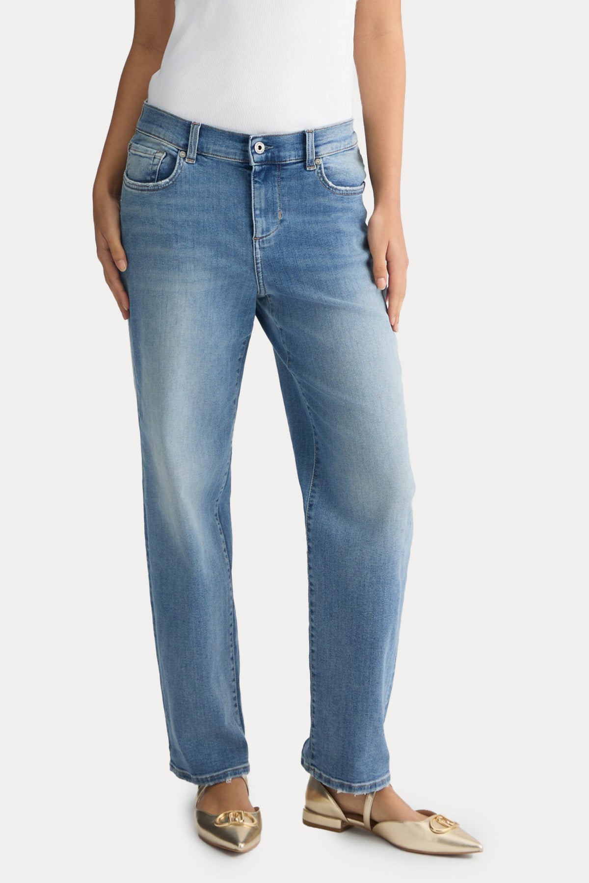 Liu Jo Mom Boy Fit Yıkamalı Jeans-Jeans-Libas