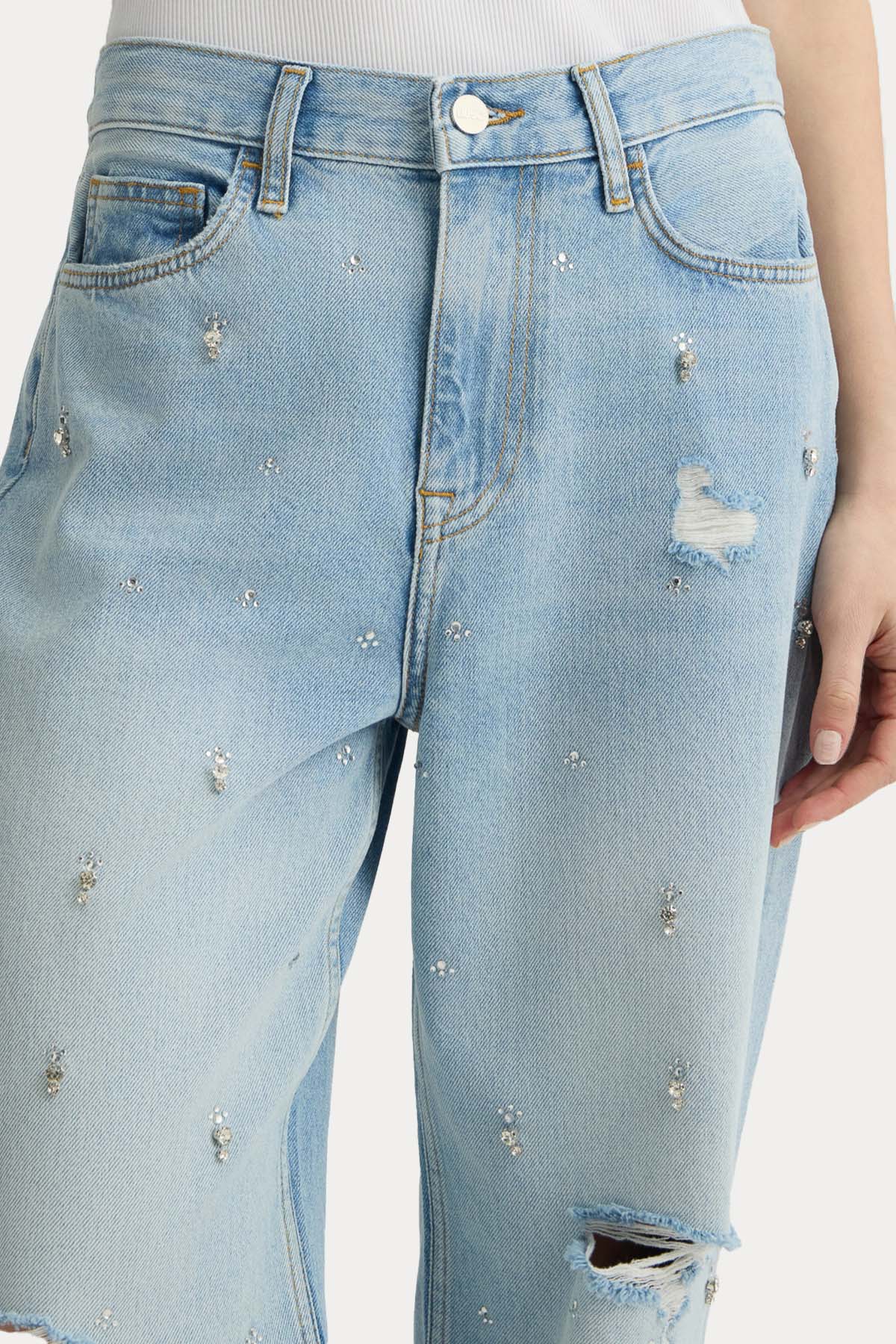 Liu Jo Straight Fit Yüksek Bel Yıkamalı Jeans-Jeans-Libas