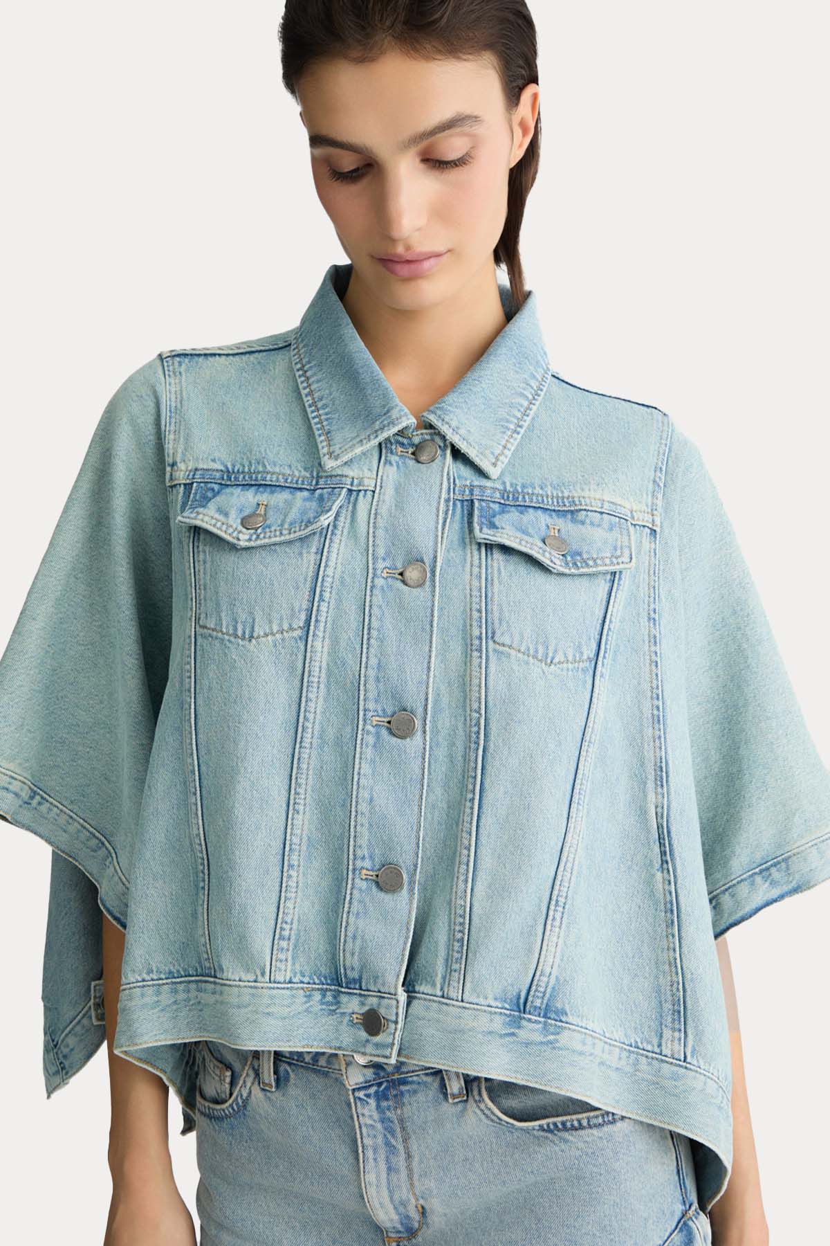 Liu Jo Geniş Kesim Yarasa Kol Denim Ceket