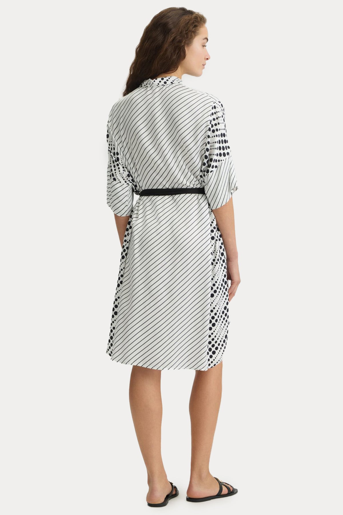 Liu Jo Çizgi ve Punatiyeli Kemerli Dizüstü Elbise