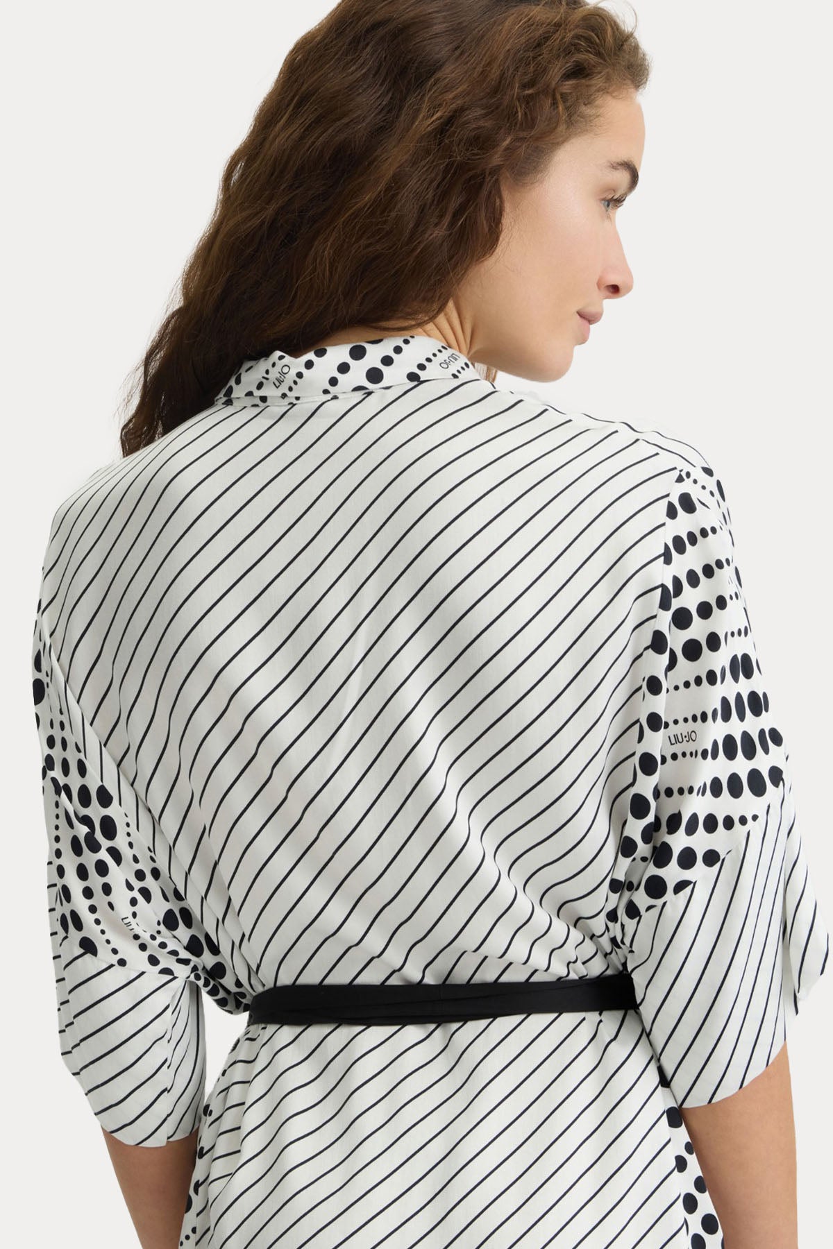 Liu Jo Çizgi ve Punatiyeli Kemerli Dizüstü Elbise